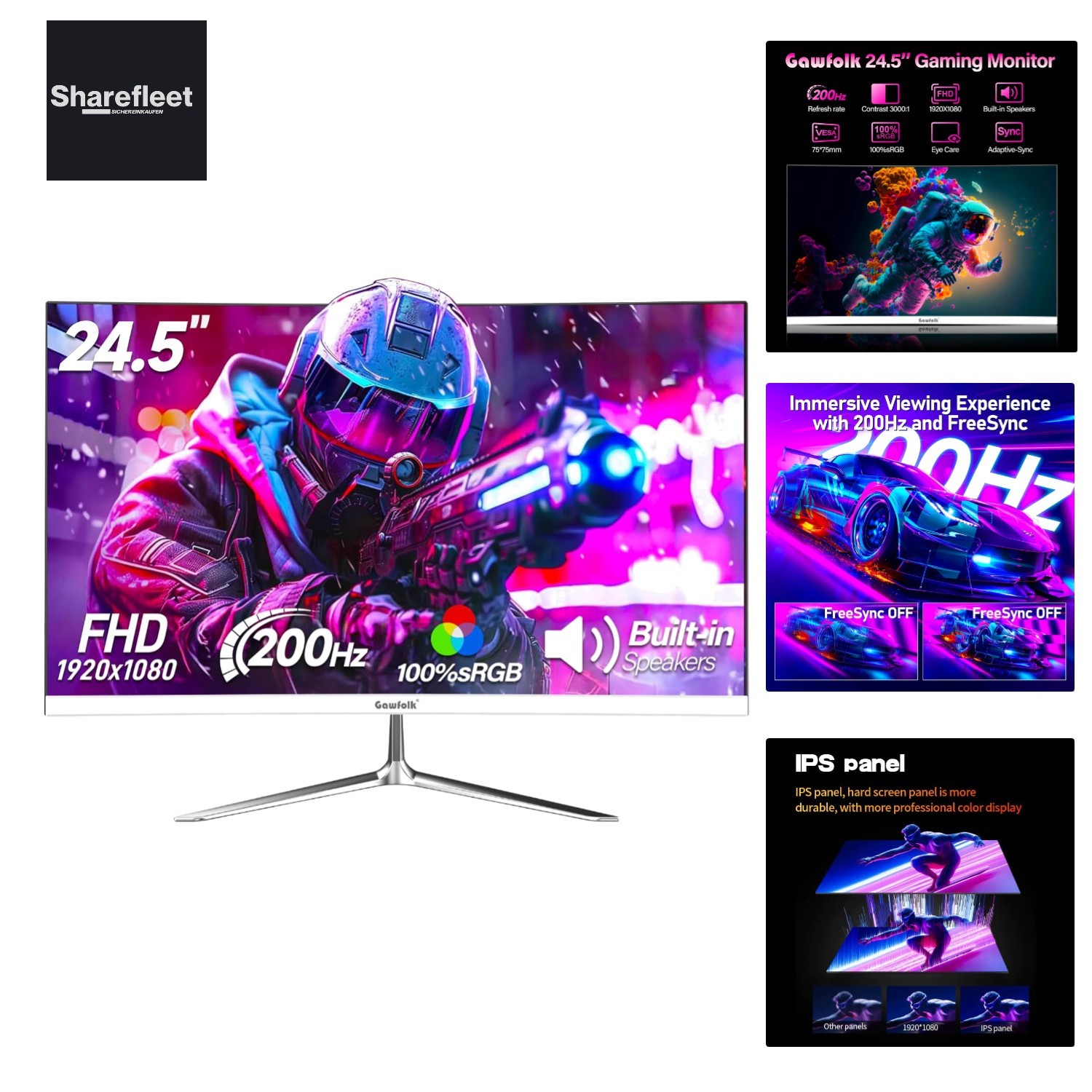 24.5 inch gaming, 200Hz PC screen FHD 1080P frameless computer monitors…