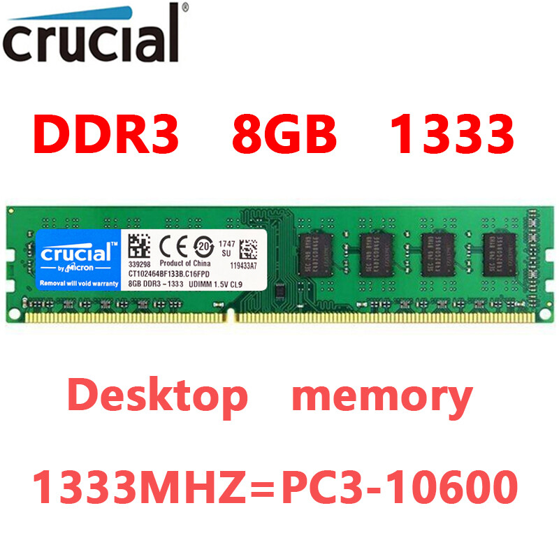 CRUCIAL DDR3 8GB 1333 MHz 8GB PC3-10600 Desktop Memory RAM 240Pin DIMM 1.5V