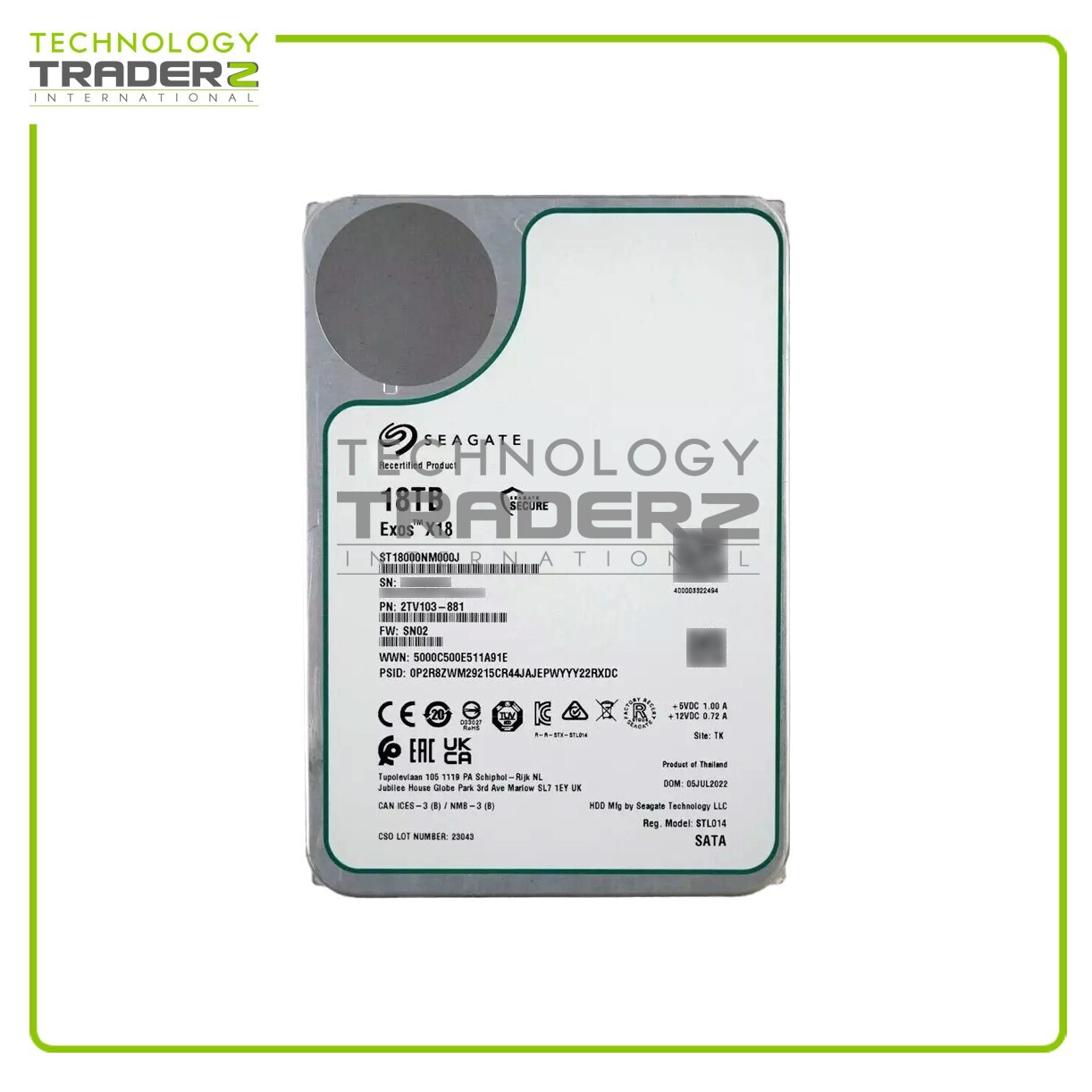 ** ST18000NM000J Seagate Exos X18 18TB SATA 6Gb 256MB 3.5″ Internal Hard Drive**