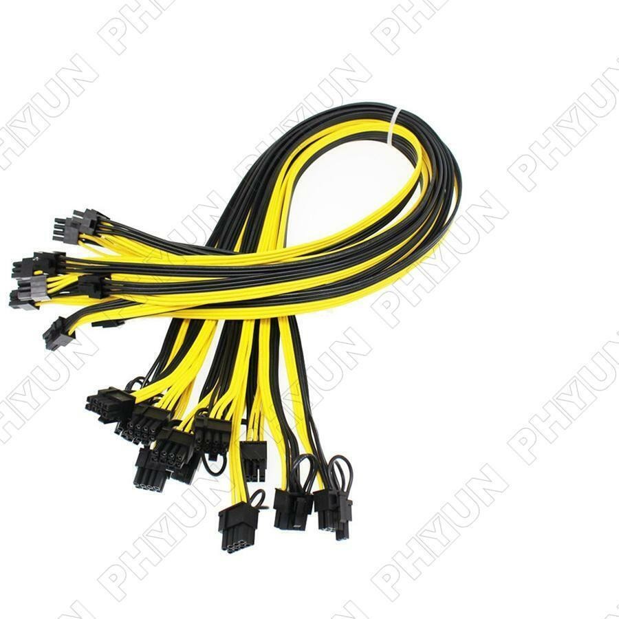 10 Pcs 50cm 6 pin to 8 pin (6+2Pin) PCI-E Cable 18AWG Mining Breakout Cable USA
