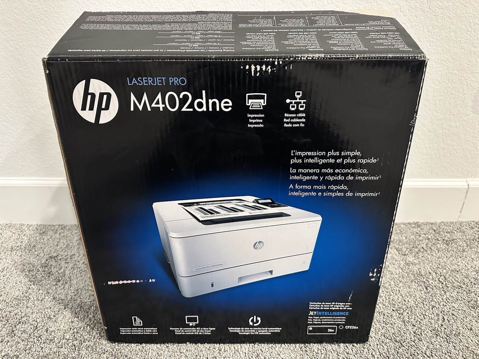 HP LASERJET PRO M402dne M402 (C5J91A) PRINTER W/ HP LASER JET 26A TONER