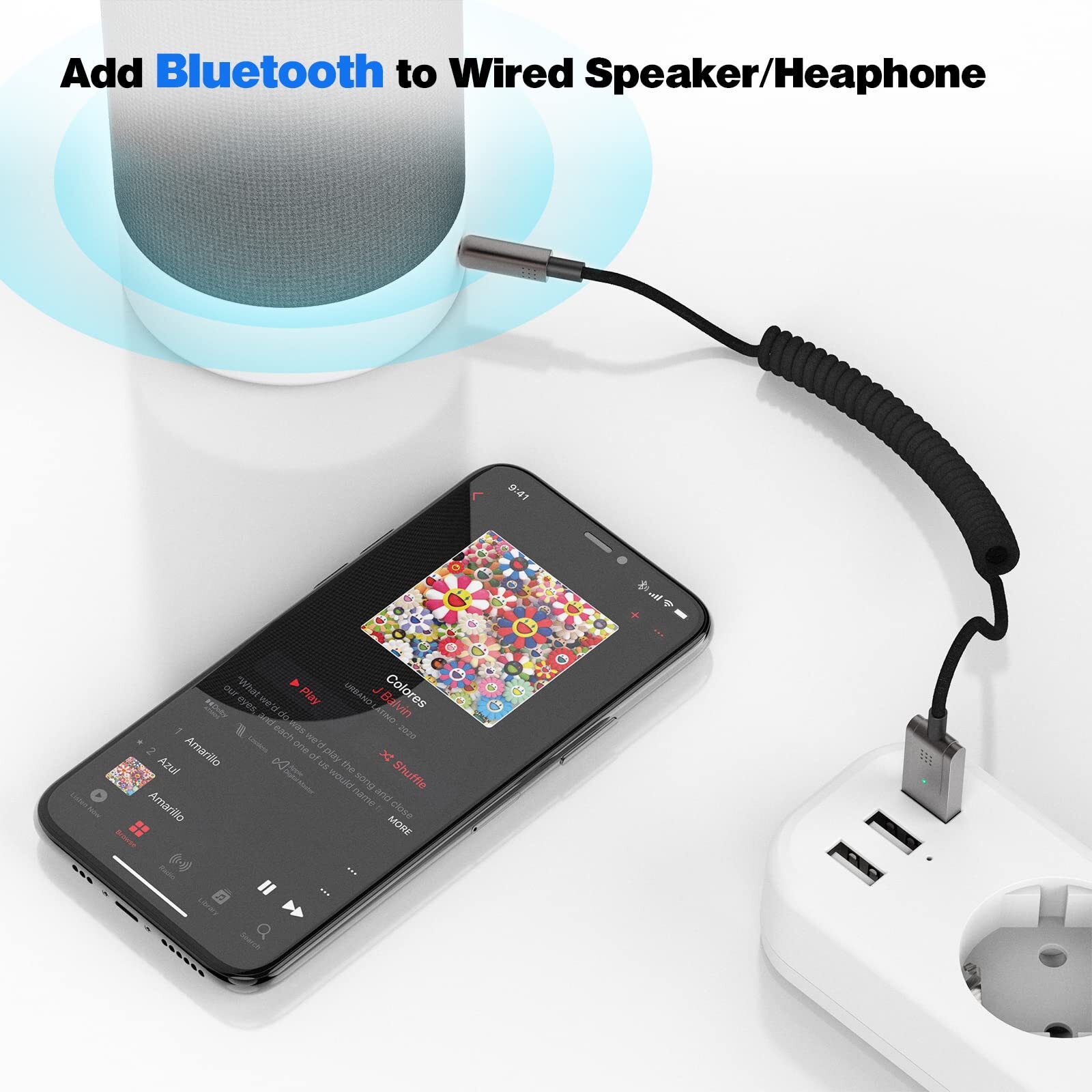 Bluetooth 5.3 to Aux Adapter for Car, USB to TRS 3.5mm Bluetooth Receiver add…