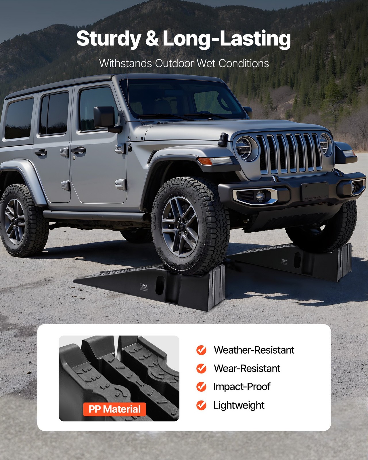 Car Ramps, 2 PCS 16000 lbs GVW Capacity, 6.7 in Lift Height, Portable High Profi