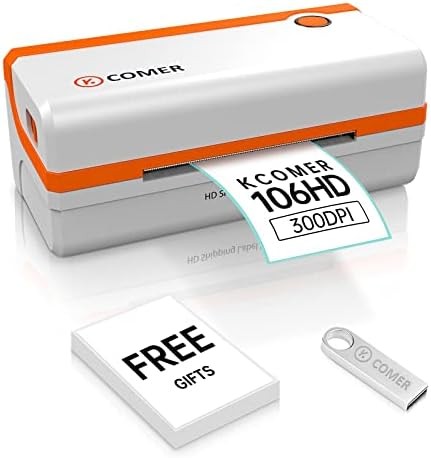 K COMER 300 dpi 4×6 Shipping Label Thermal Printer (RX106HD, open box)