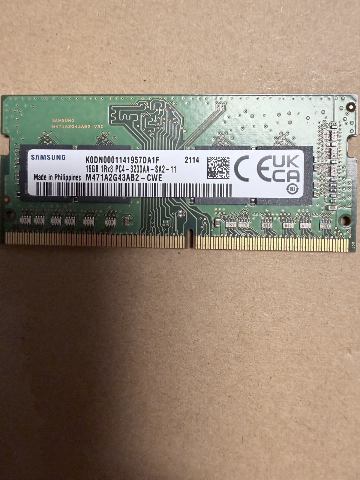Samsung 16GB DDR4-3200 PC4-3200AA SODIMM Laptop RAM M471A2G43AB2-CWE Tested