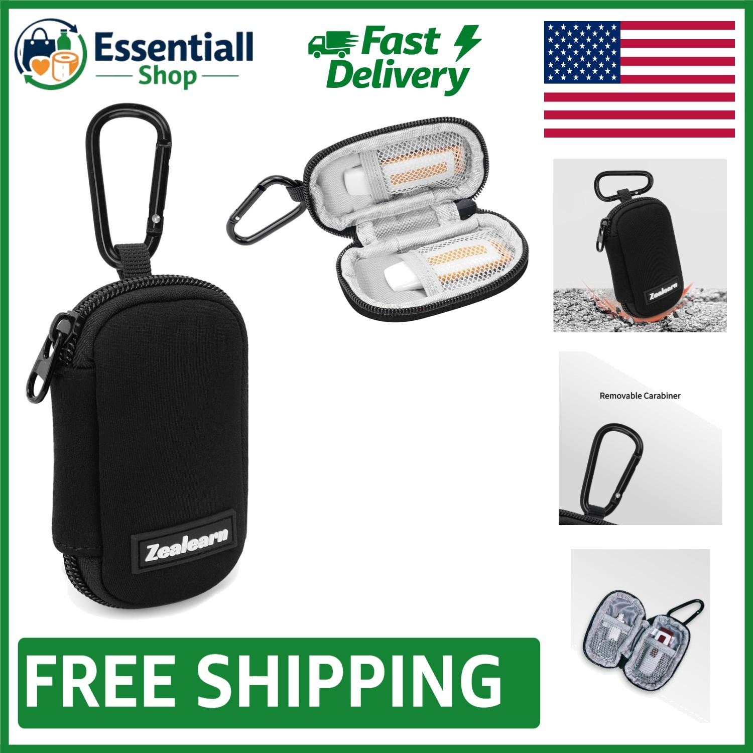 Elegant Black USB Flash Drive Case – 2 Slots Organizer for Secure Storage