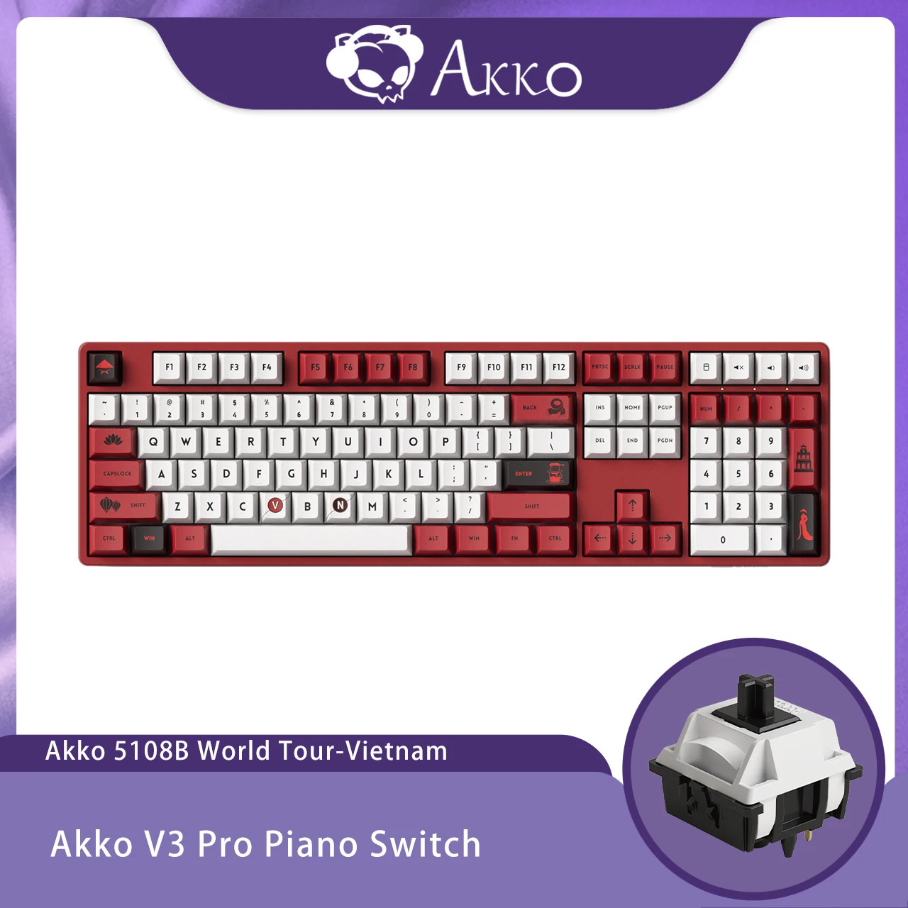 Akko 5108B Vietnam Mechanical Keyboard RGB Hot-Swappable Wireless 2.4G BT USB-C