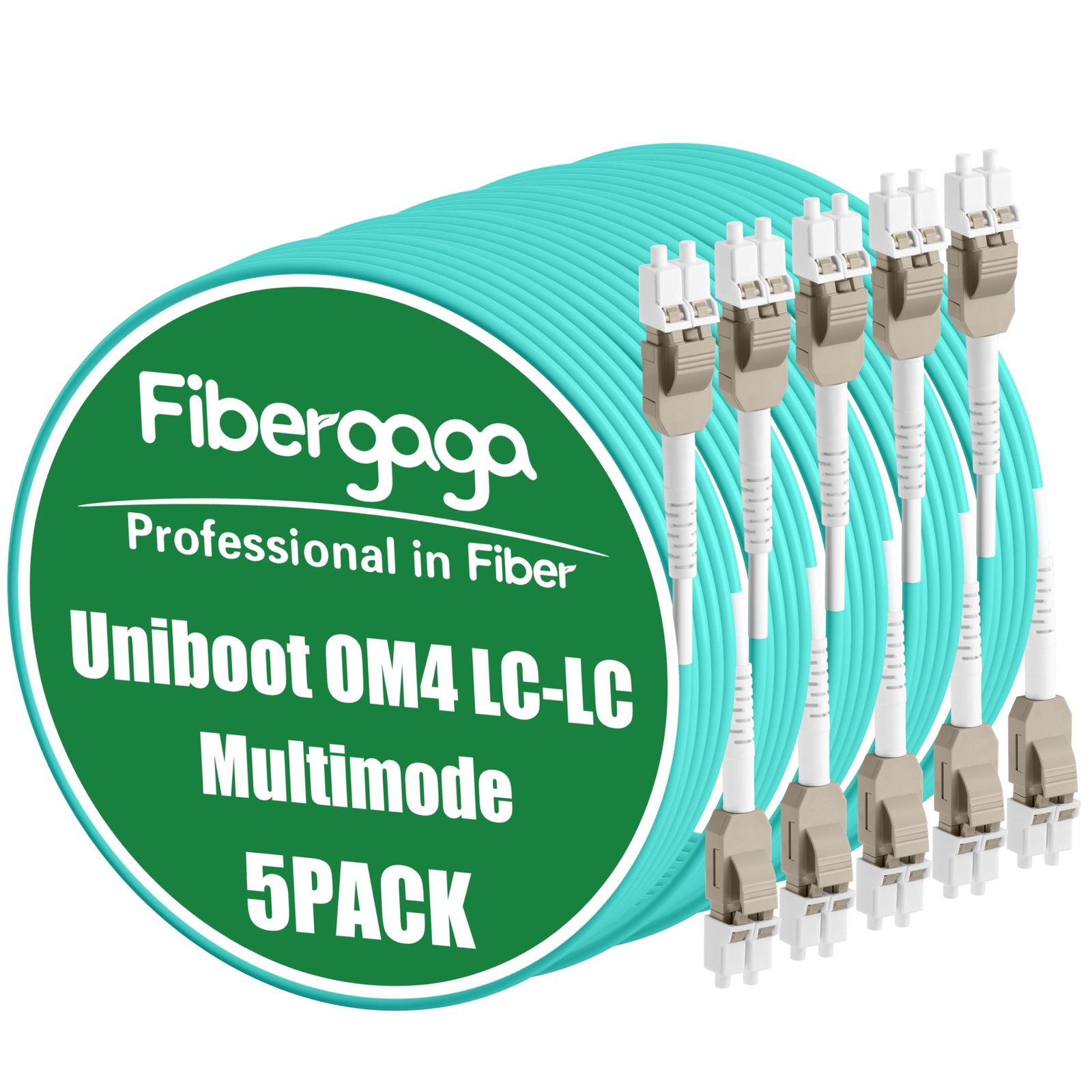 5 PCS Multimode Uniboot OM4 LC To LC Fiber Patch Cable Duplex 10GB 50/125m