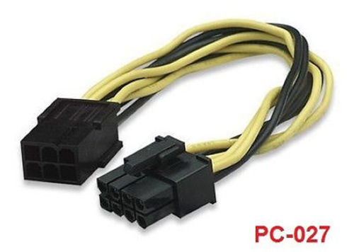 8″ 6-Pin (2×3) PCI-Express to 8-Pin (2×4) PCI-Express Cable, CablesOnline PC-027