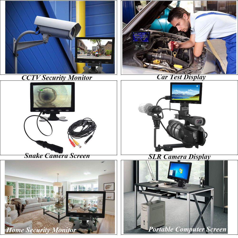 Portable Monitor 10 inch LCD Display Screen with AV VGA HDMI Input for DSLR PC