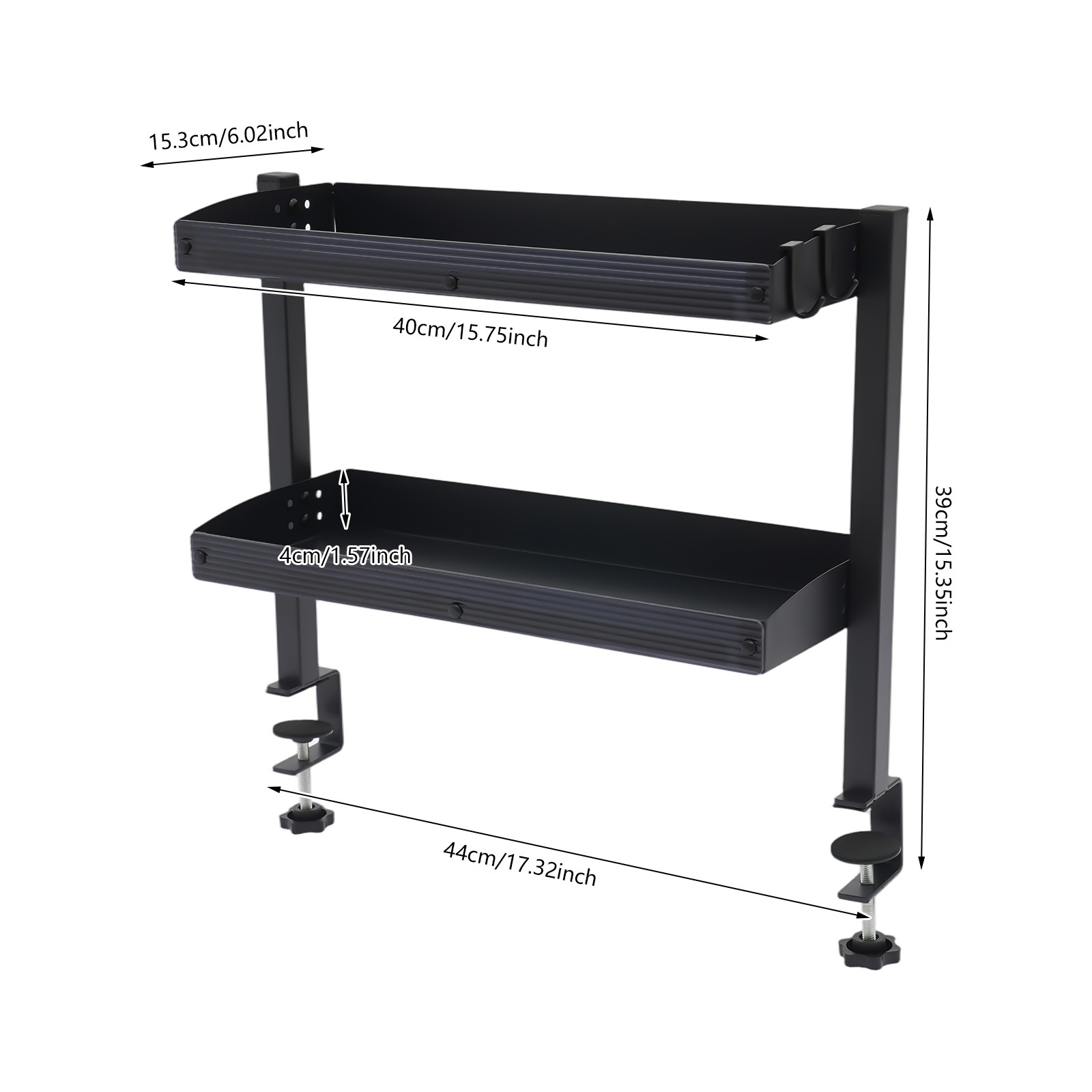 Clamp-On 2-Tier Desk Shelf, Adjustable Space-Saving Organizer for Home & Office