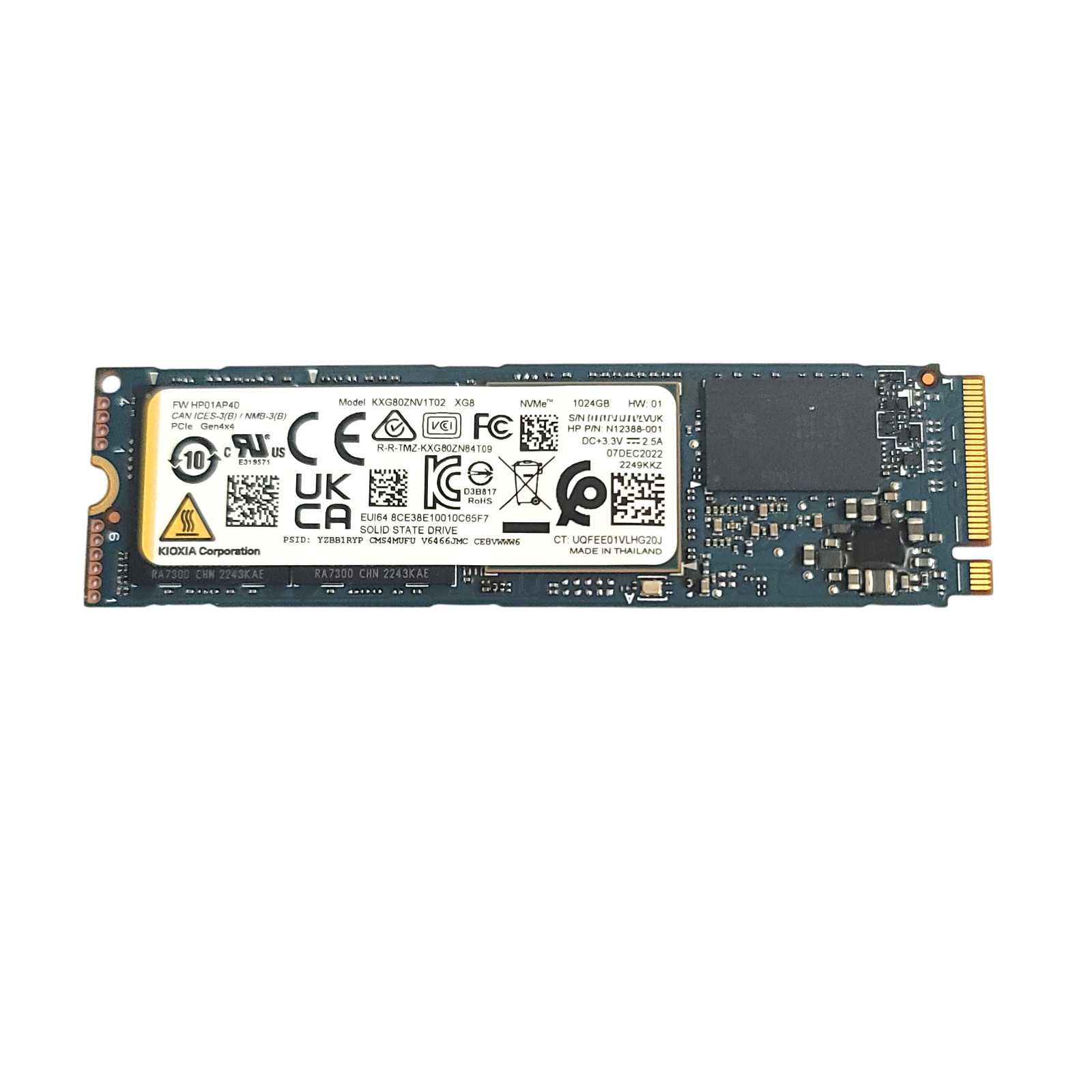 Kioxia XG8 1TB NVMe M.2 SSD 2280 PCIe Gen4x4 KXG80ZNV1T02 HP 98% Health