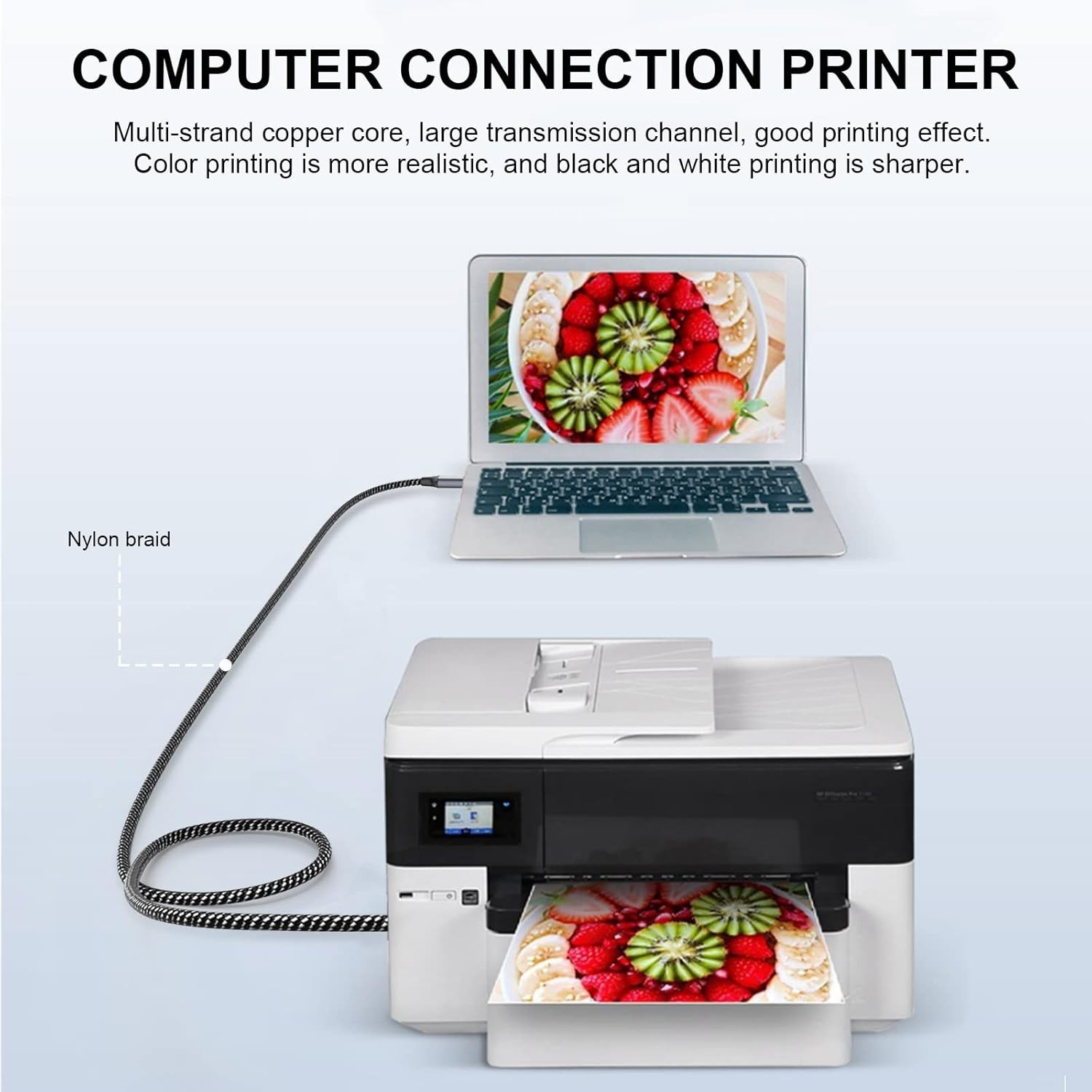 USB Printer Cord 5FT – Fast 480 Mbps Data Transfer for All Major Brands