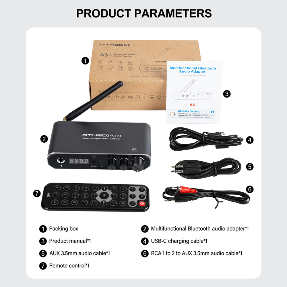 Bluetooth Transmitter Receiver TV Home Stereo Audio Adapter 3.5mm AUX RCA w/App