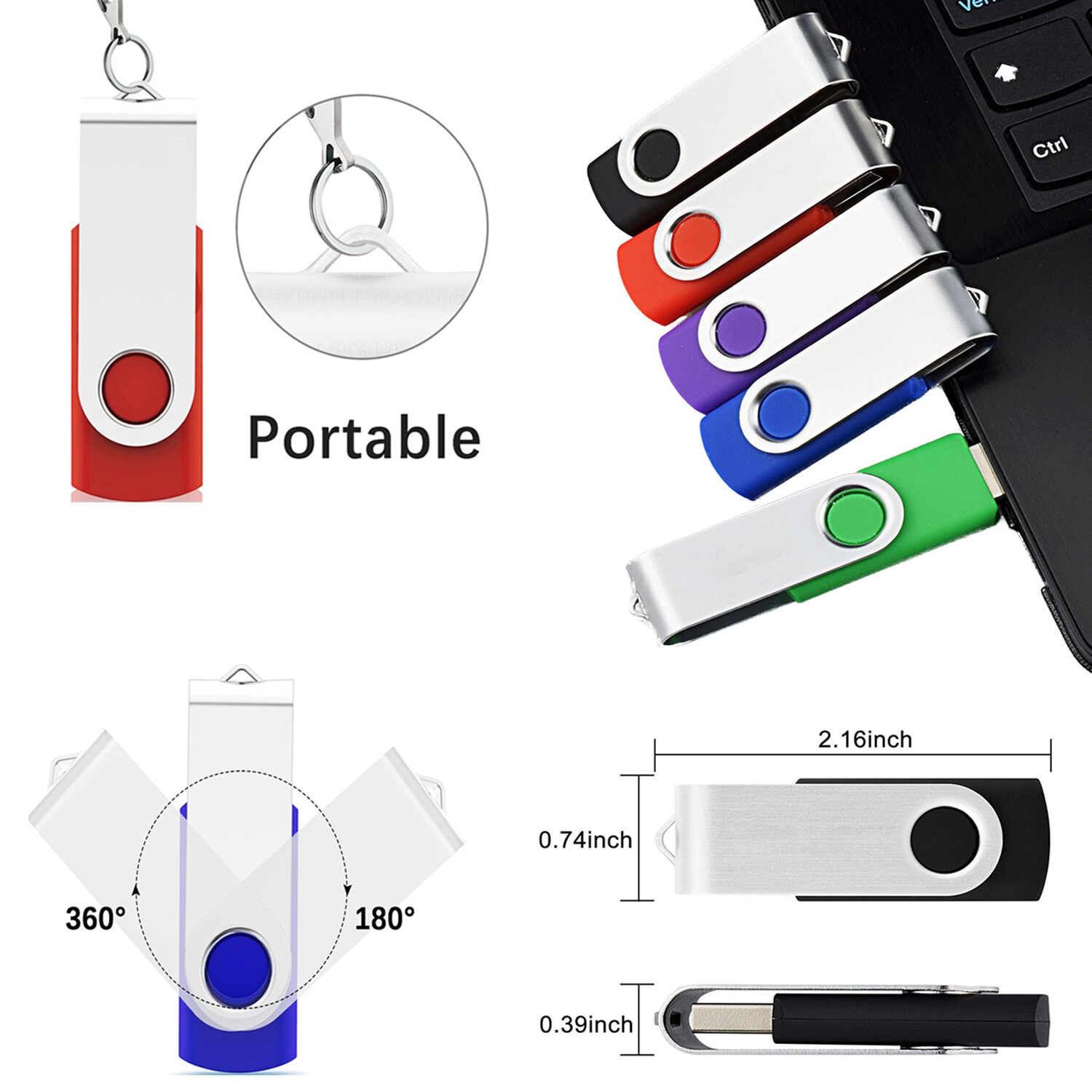 5X Mini USB 2.0 Flash Drive 1GB-32GB Colorful Memory Stick Thumb U Disk Storage