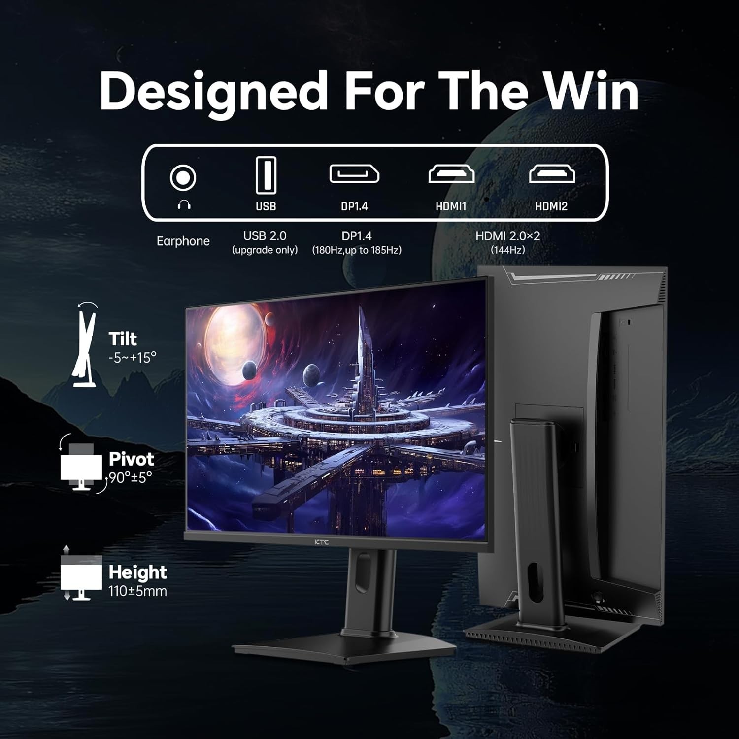 24 inch Gaming Monitor QHD 180Hz, Fast IPS 1440p Computer Monitor, Up to 185H…