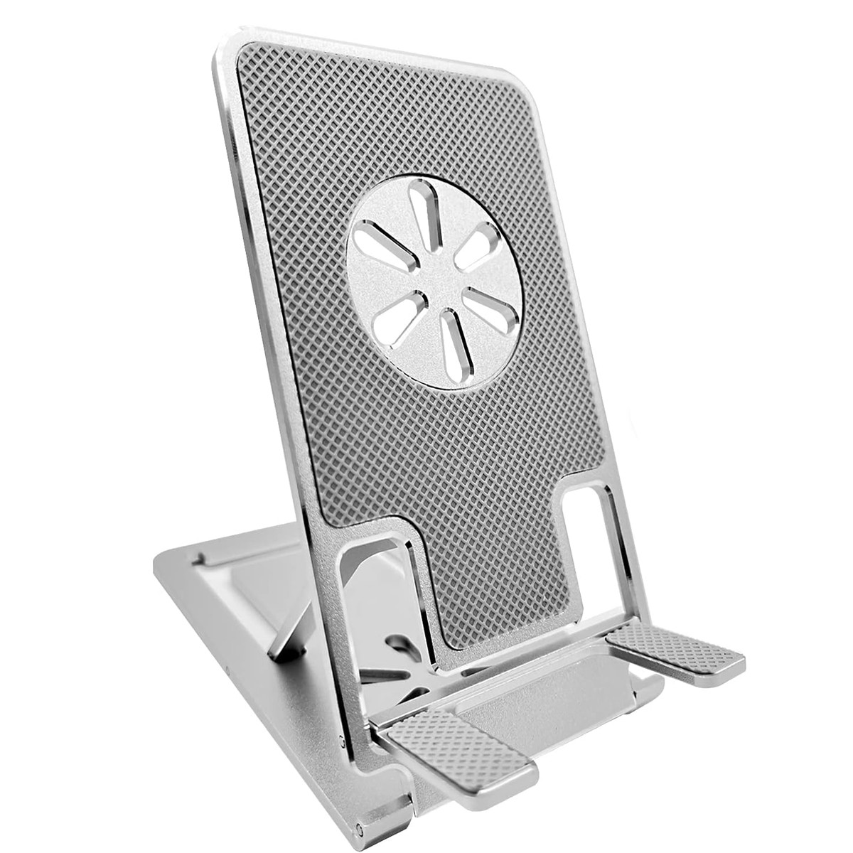Metal Cell Phone Stand Portable Adjustable Desktop Holder for iPhone iPad Silver