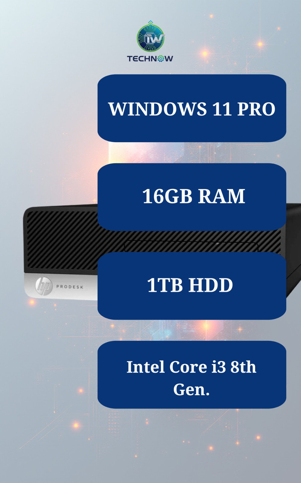 HP Desktop Computer Windows 11 Pro Intel Processor 16GB RAM 1TB HDD Wi-Fi DVD