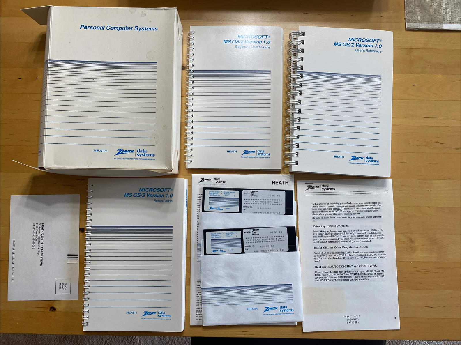 zenith personal computer systems MS O/S 2 version 1.0 In Original Box Rare!