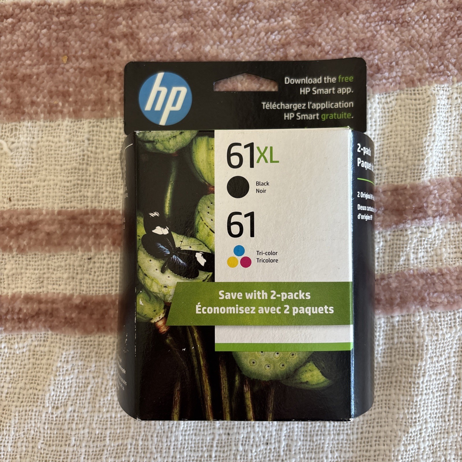 HP 61 XL Combo Black and 61 Tri-Color Genuine Ink Cartridges Exp. 02/2026