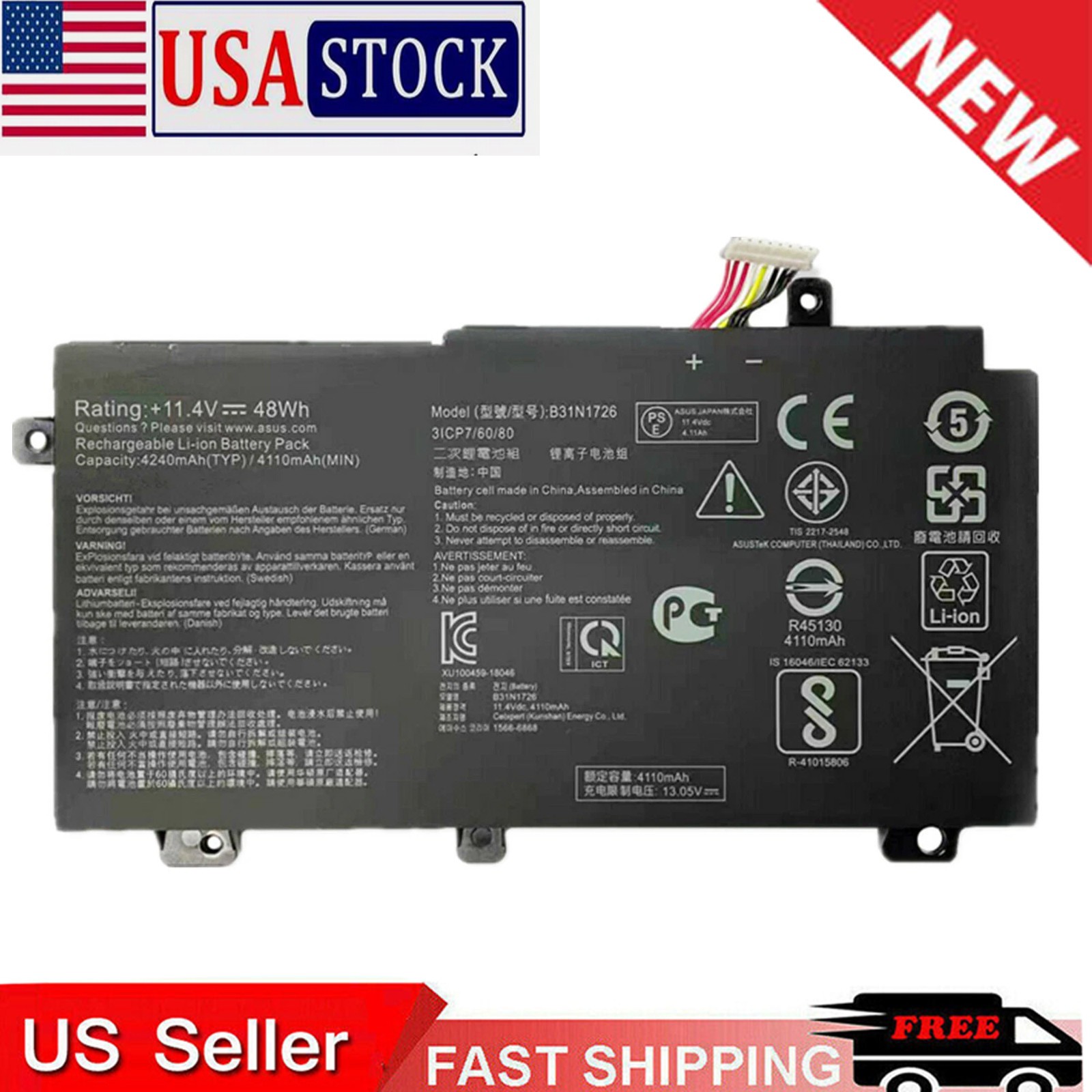 Battery for ASUS TUF Gaming A15 FA506IU A17 FA706II B31N1726 B31N1726-1 B31BNEH