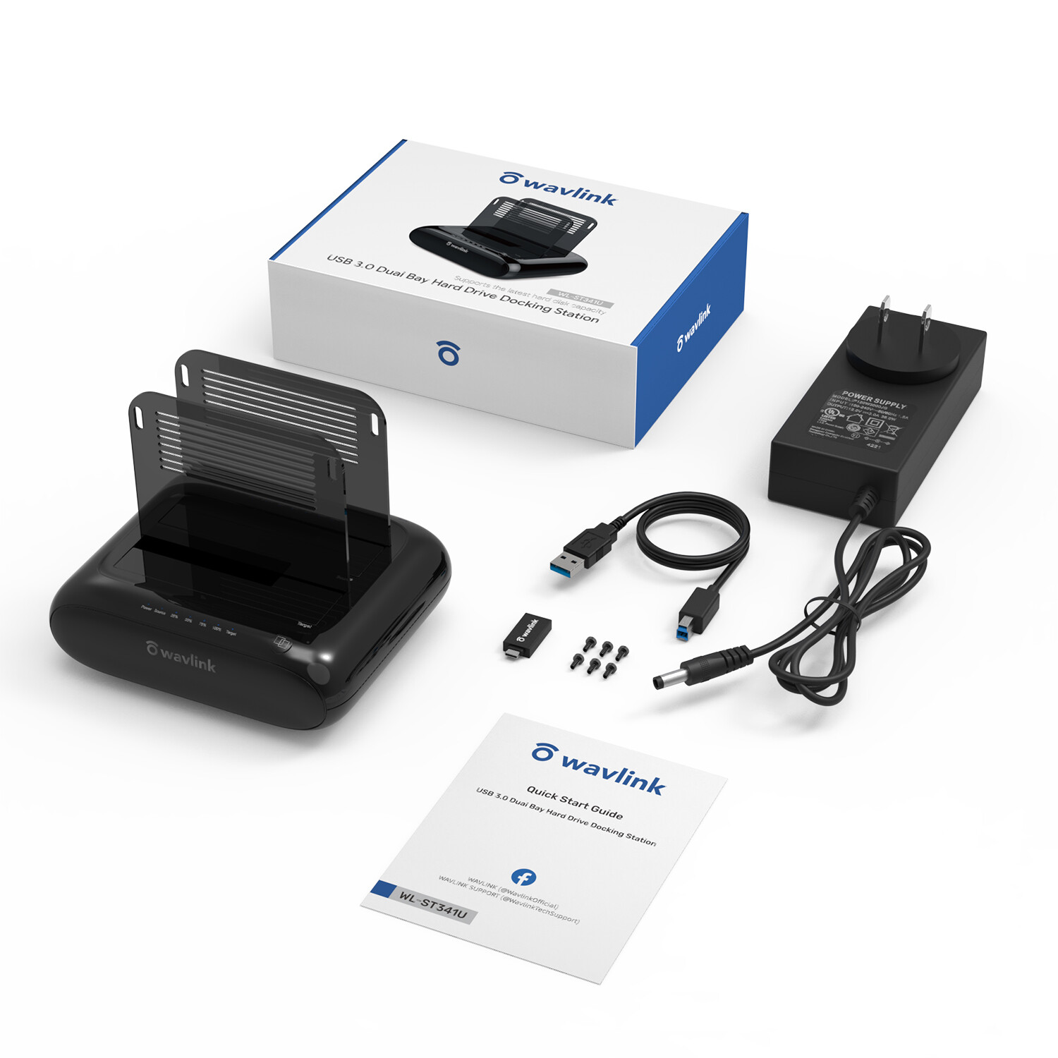 Wavlink External Hard Drive Enclosure Dual Bay Docking Station for 2.5/3.5in HDD
