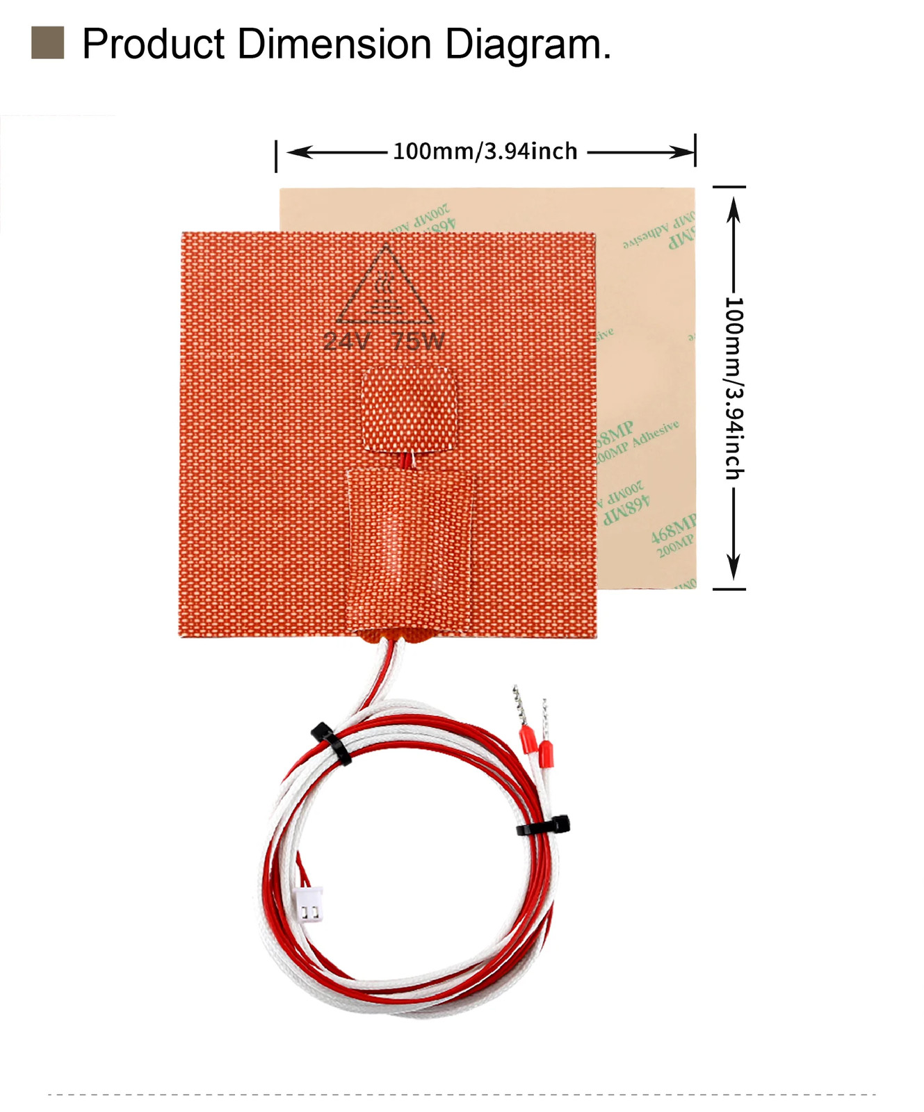 3D Printer Heat Bed Flexible Silicone Heater Pad High Temp Heating Thermistor