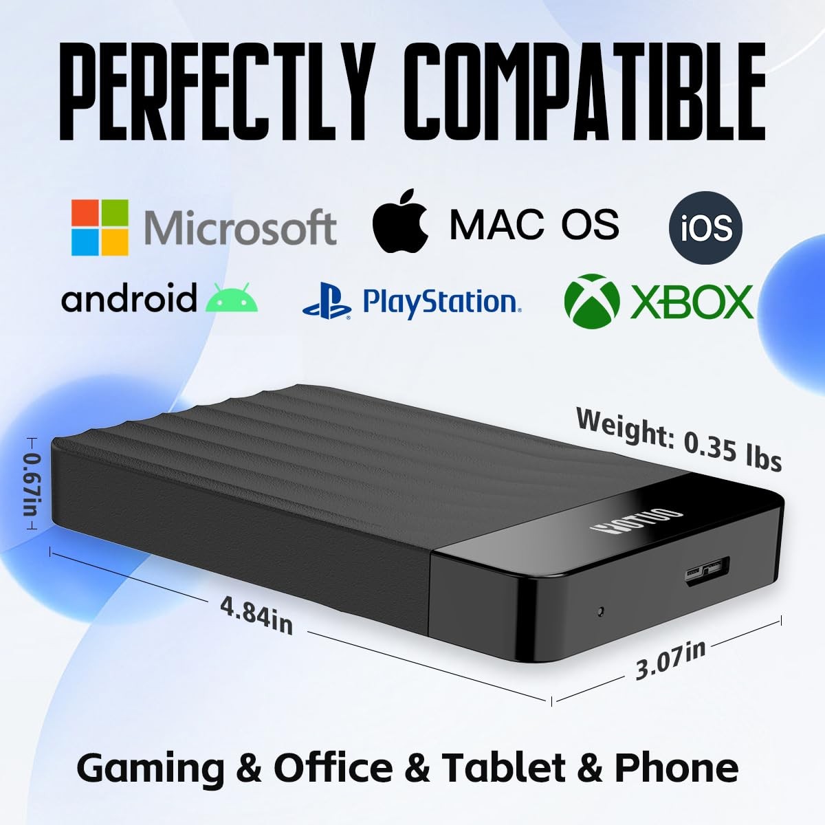 YOTUO 500GB External Hard Drive Portable Storage Expansion HDD USB 3.0 & USB C