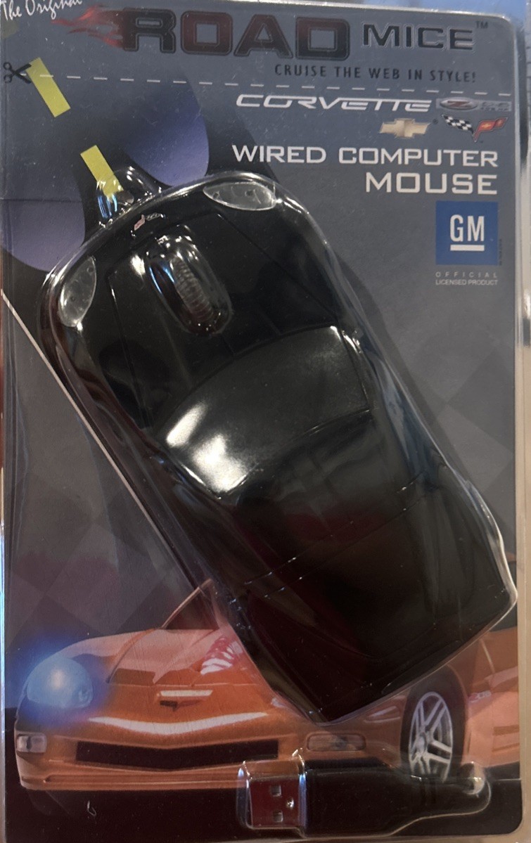 The Original Road Mice Computer Mouse Black Corvette Wired NEW Rare