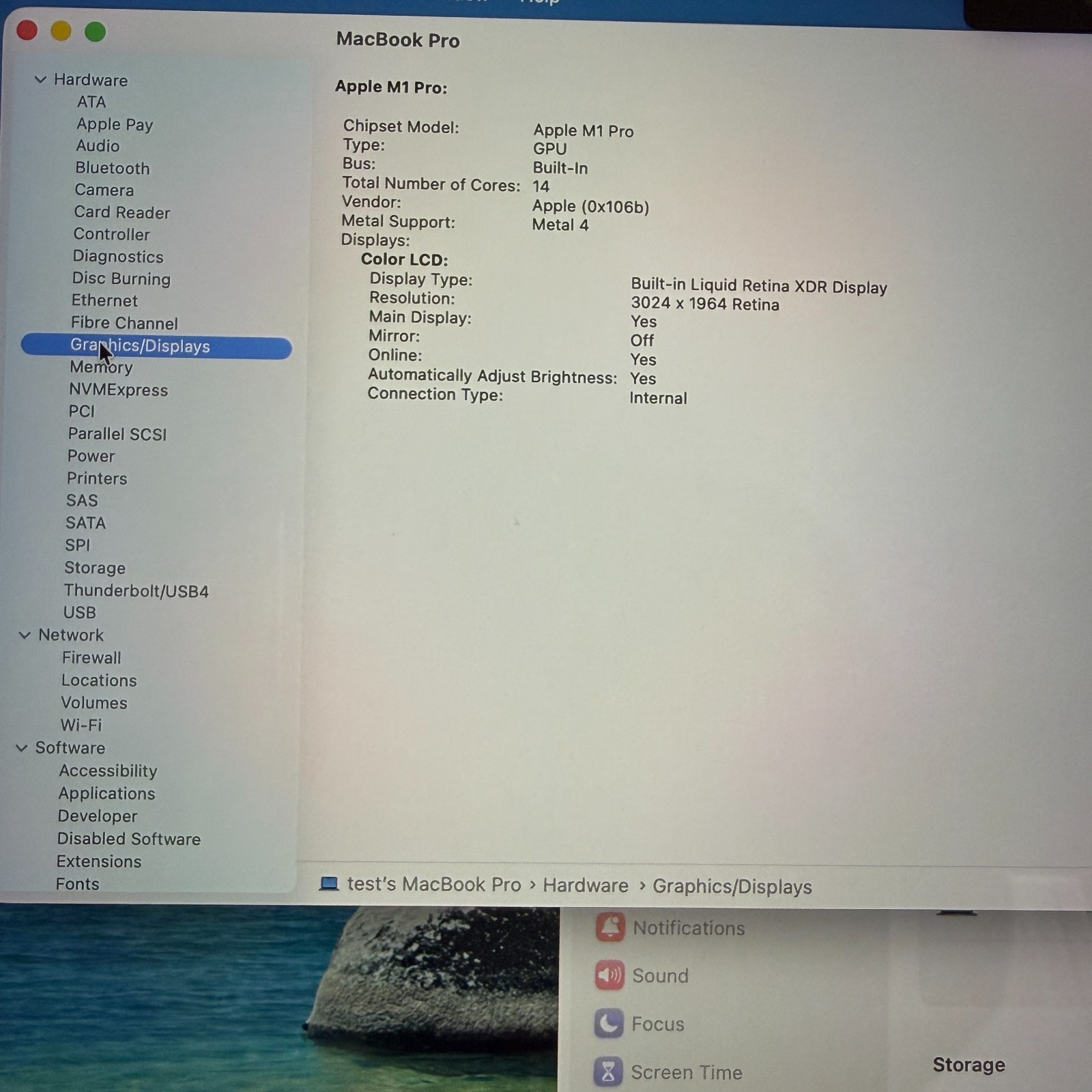 Apple MacBook Pro A2442 14″ 2021 M1 Pro (8C CPU, 14C GPU) 16 GB RAM 512 GB SSD