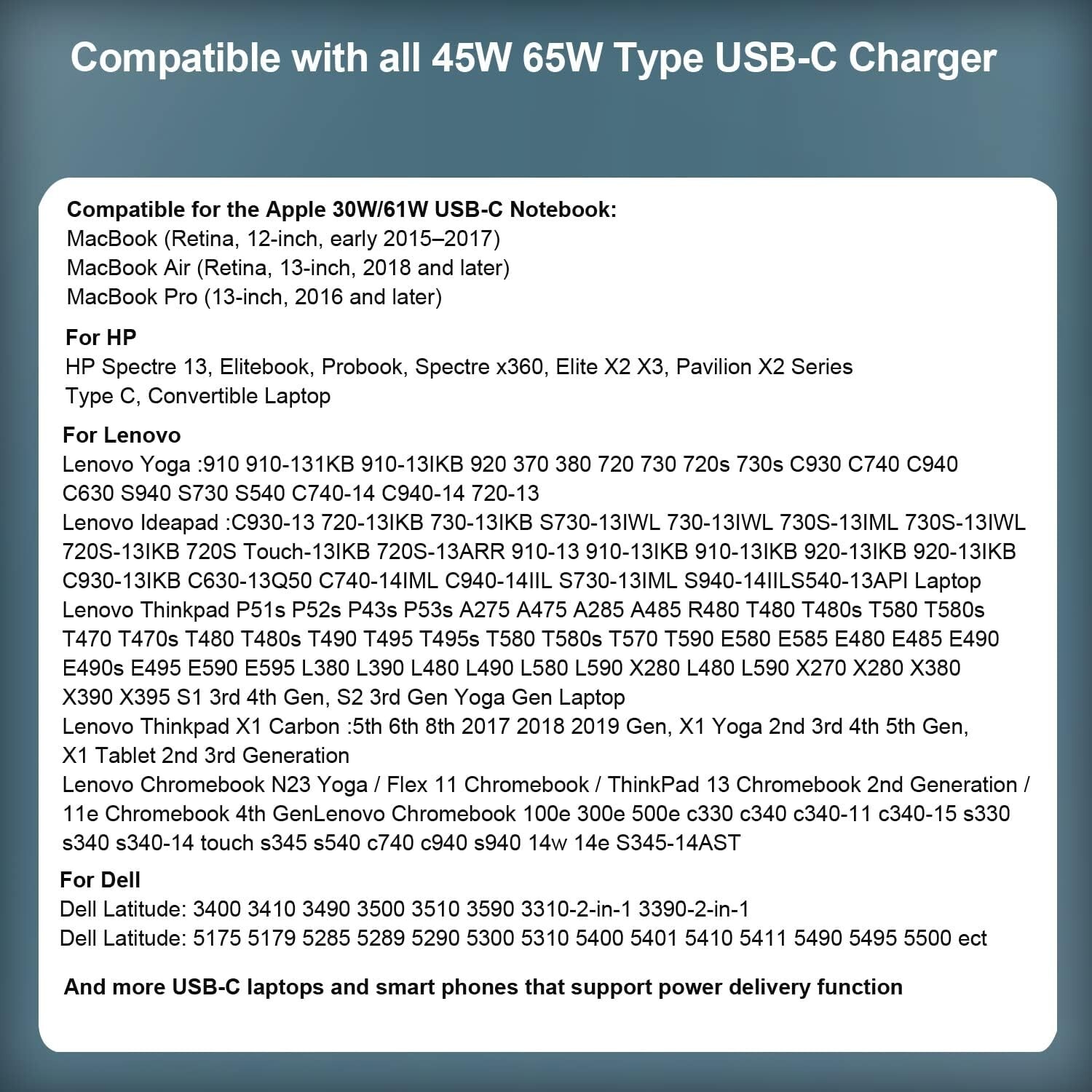 Adapter Charger for Lenovo ThinkPad L13 E15 E14 X13 T14 L14 L15 R14 T14S T15 65W