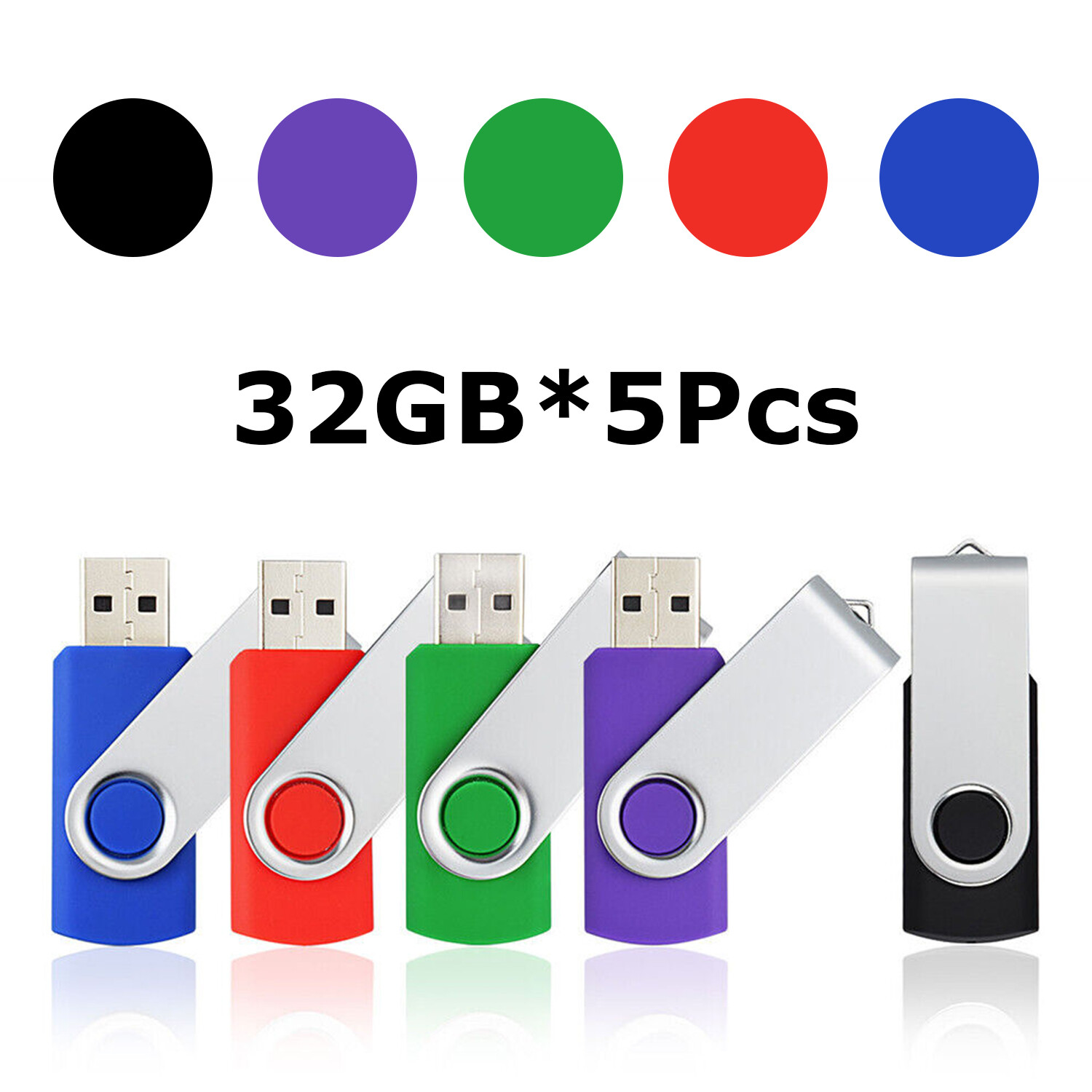 Mixed Color 5/ 10/ 100pcs 32GB USB 2.0 Metal Swivel Style Flash Drive Memory LOT