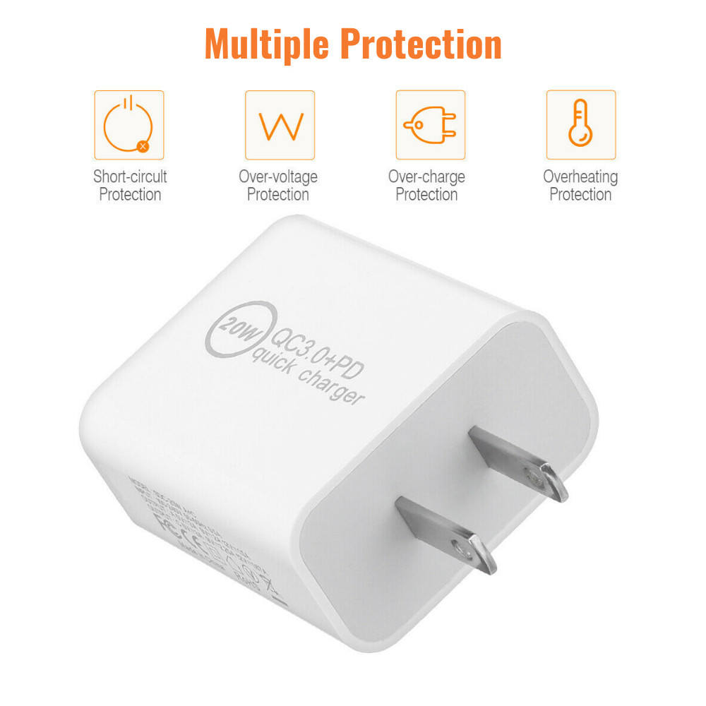Fast Wall Charger Block For iPhone 13 12 11 8 7 SE XR iPad USB 20W Power Adapter
