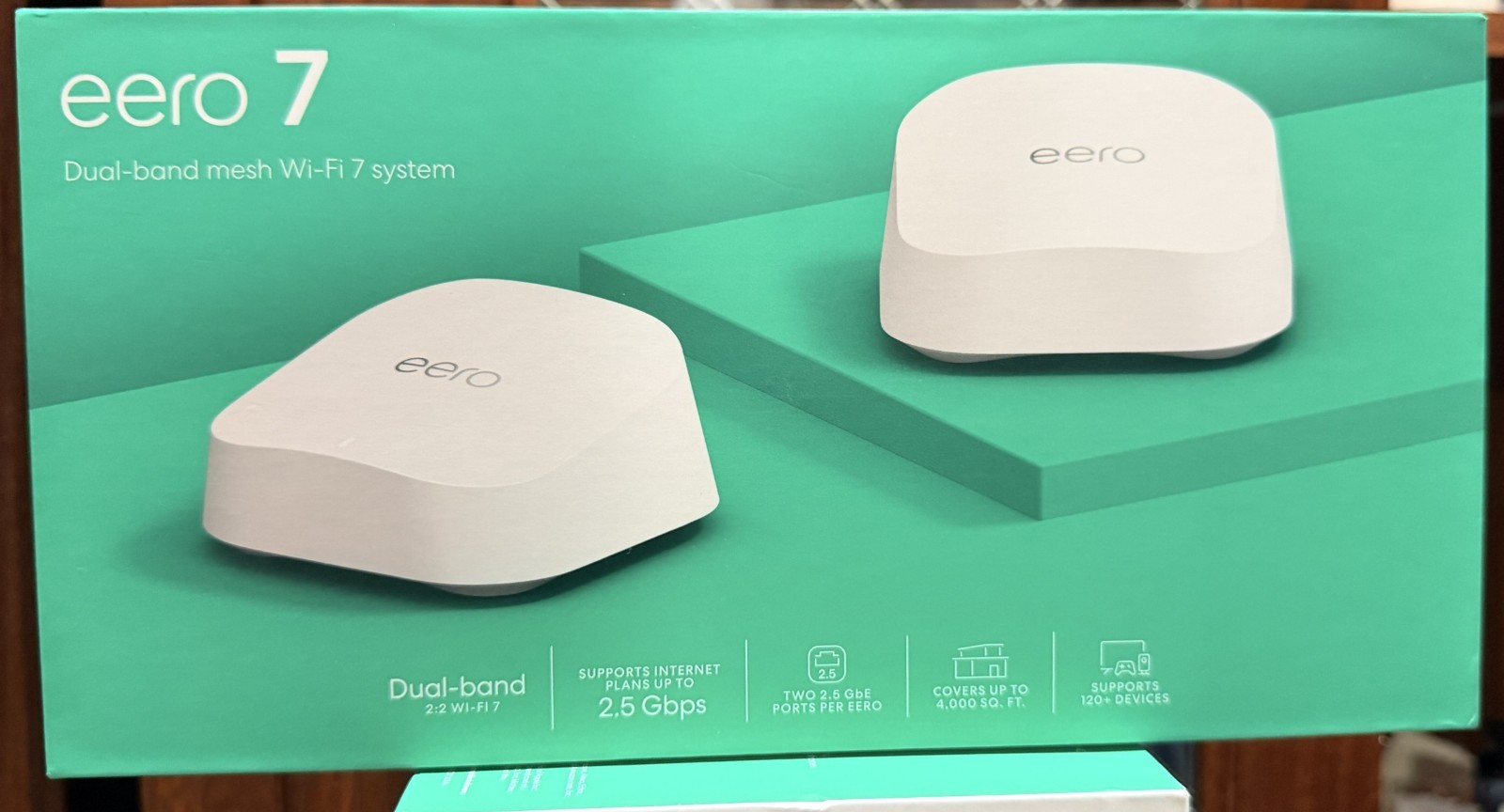 Amazon eero 7 Dual-Band Mesh Wi-Fi 7 System (2-Pack), Up to 2.5Gbps, 4,000 sq.ft