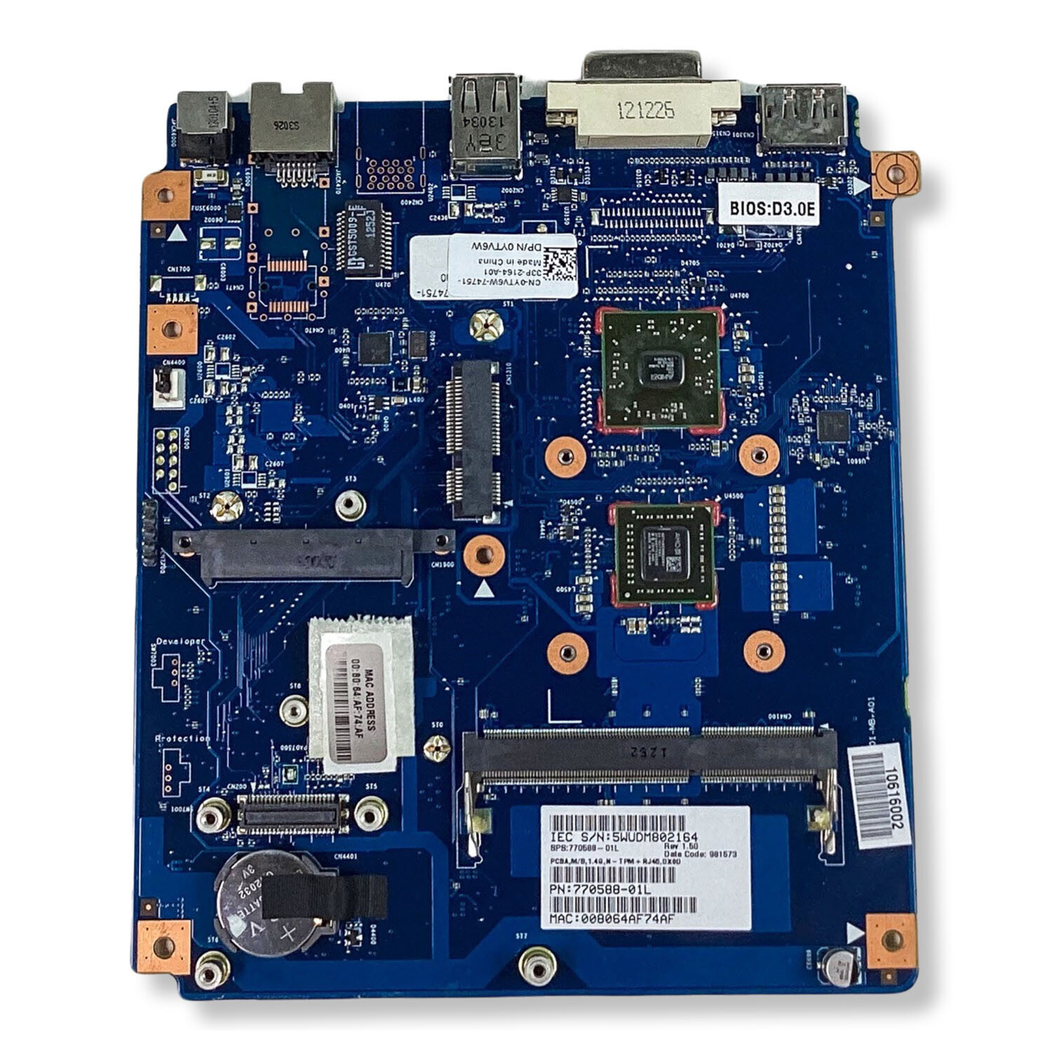 Dell Wyse Dx0D-5010 ThinClient Motherboard 1.4GHz AMD Processor DDR3 SDRAM YTV6W
