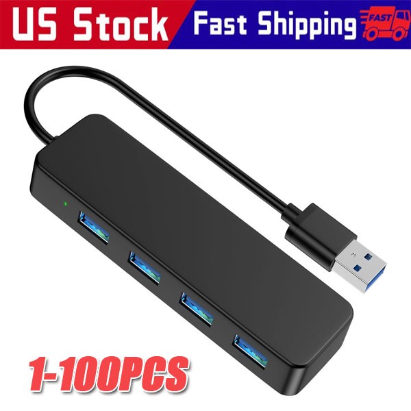 4 Port USB 3.0 Hub Splitter Multi Adapter 5Gbps High Speed PC Desktop Laptop LOT