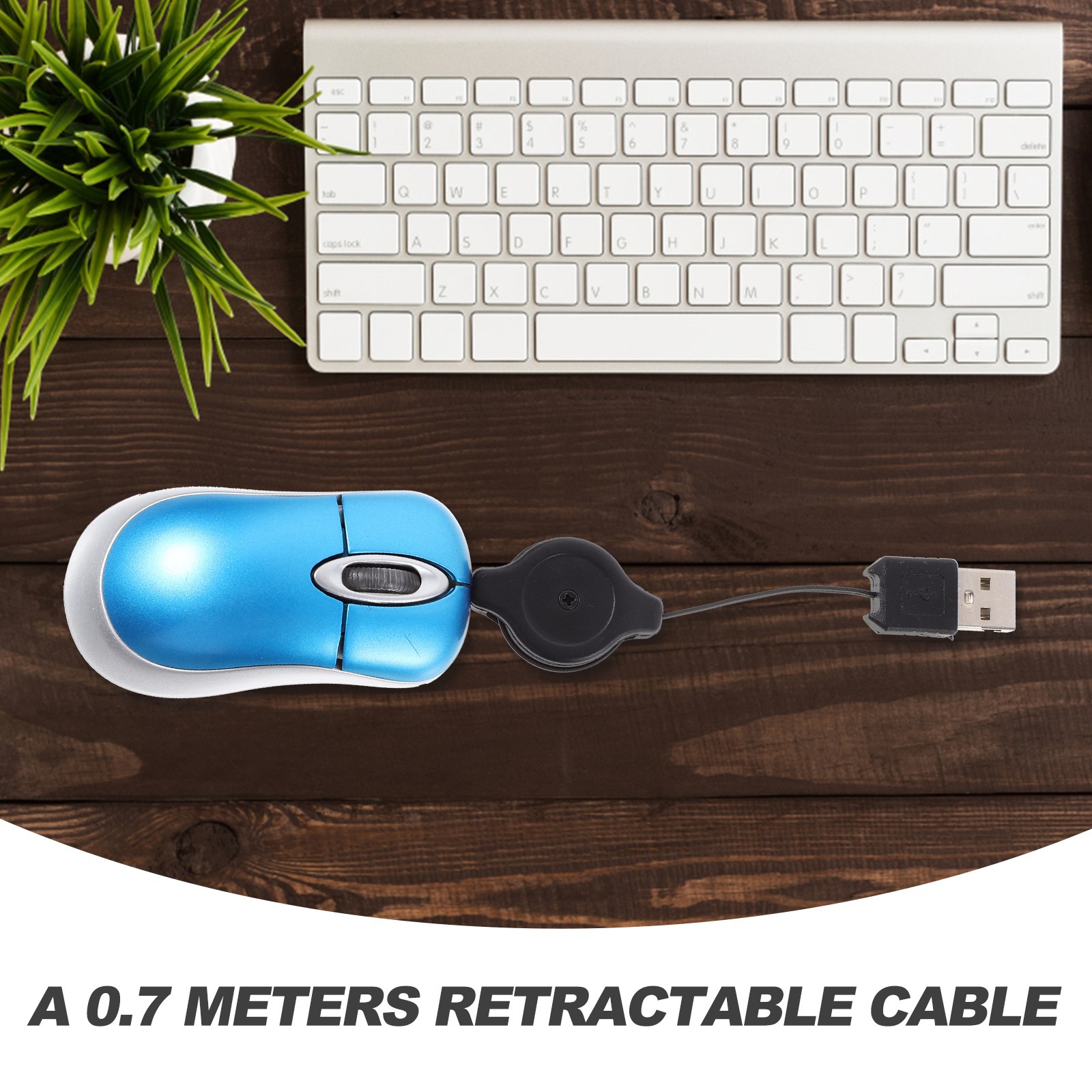 Mini Compact Travel Optical Mouse Retractable Cord Plug and Play for Windows New