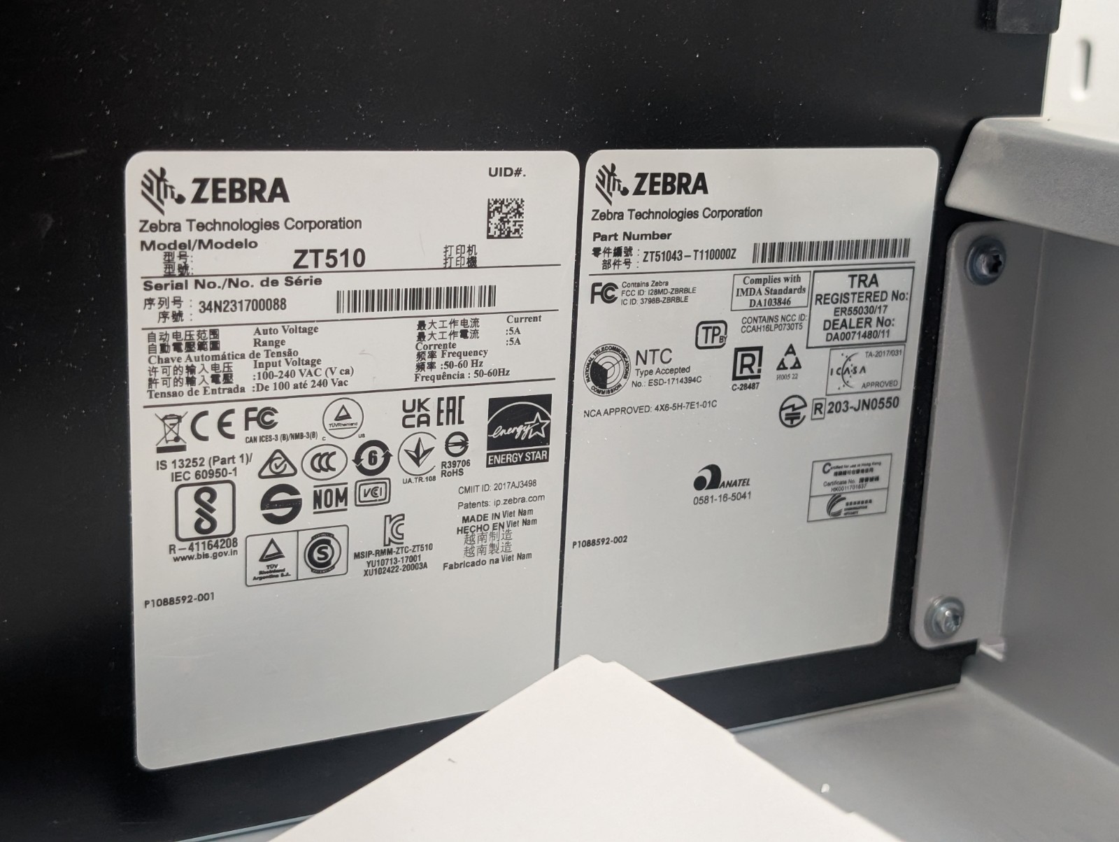 *New Old Stock* Zebra ZT51043-T210000Z ZT510 Industrial Thermal Label Printer