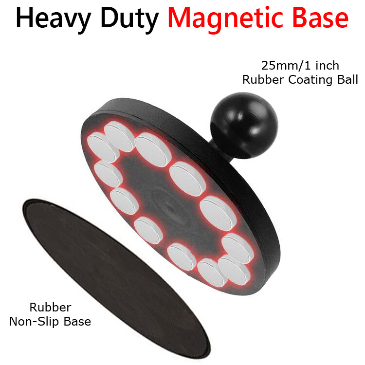 Heavy-Duty 1 inch Rubber Coating Ball Magnetic Base for Arkon Robust& Ram Mounts