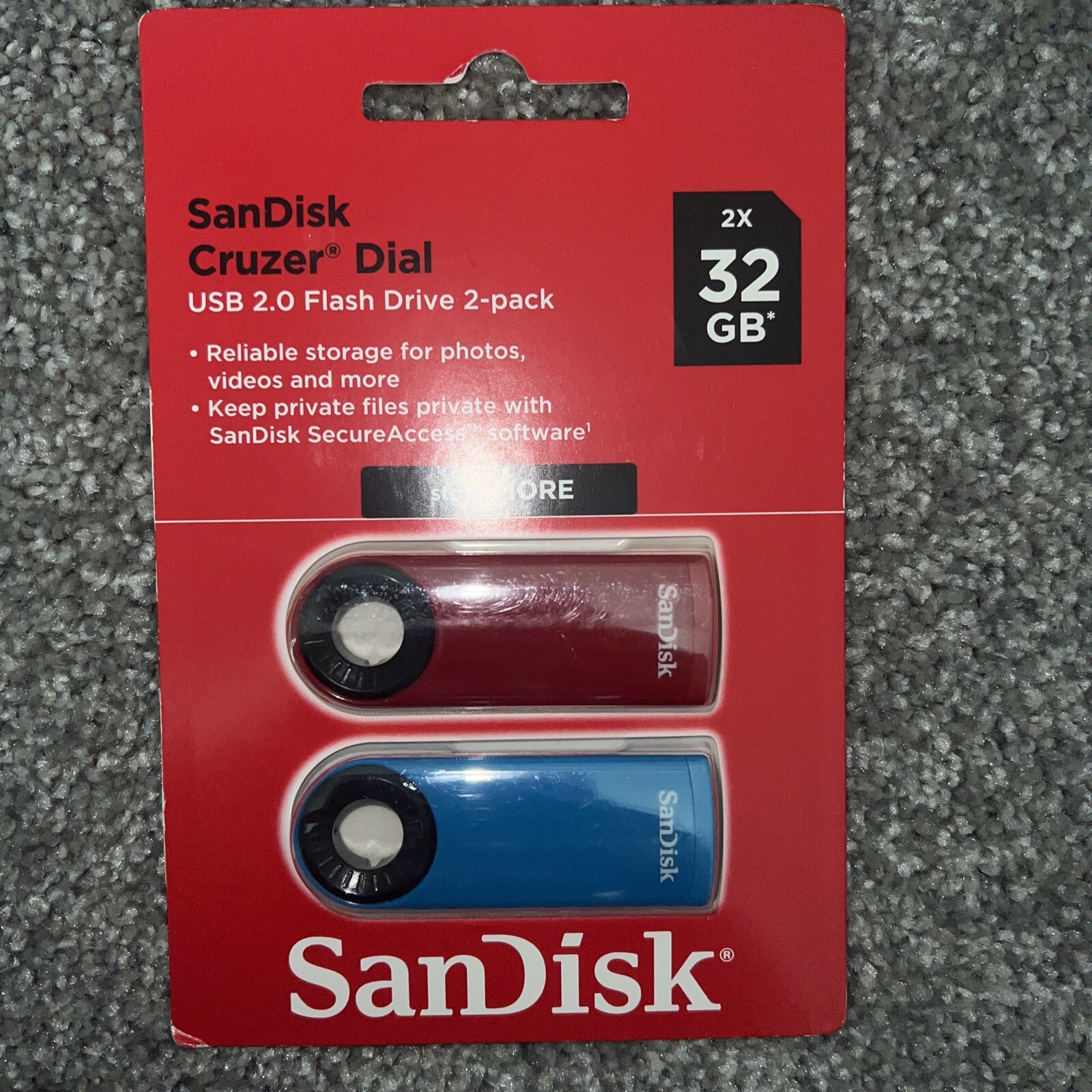 *NEW* Sandisk Cruzer Dial 32GB USB Flash Drive 2 pack