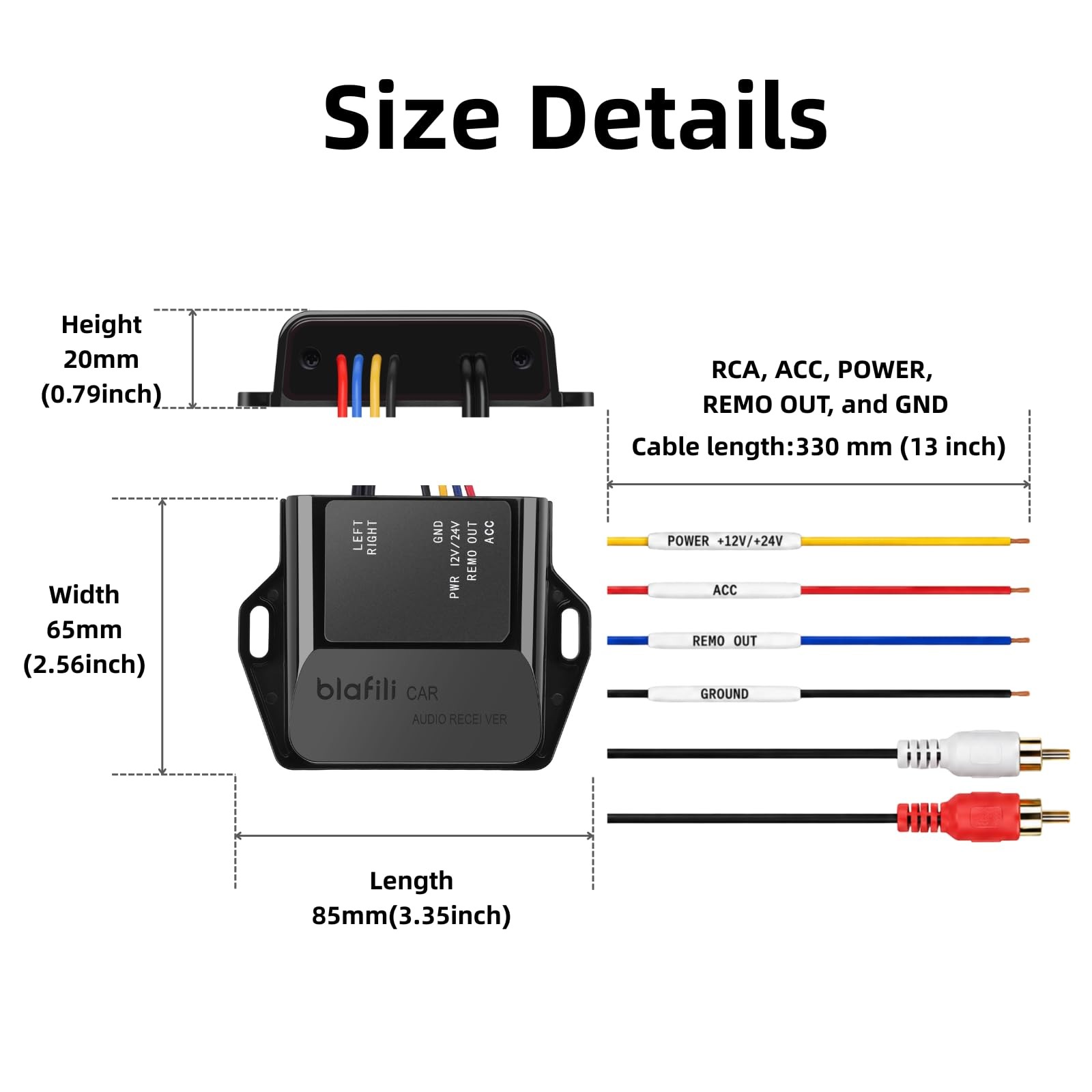 CAR Bluetooth Receiver with RCA Output for Car, Truck & Marine