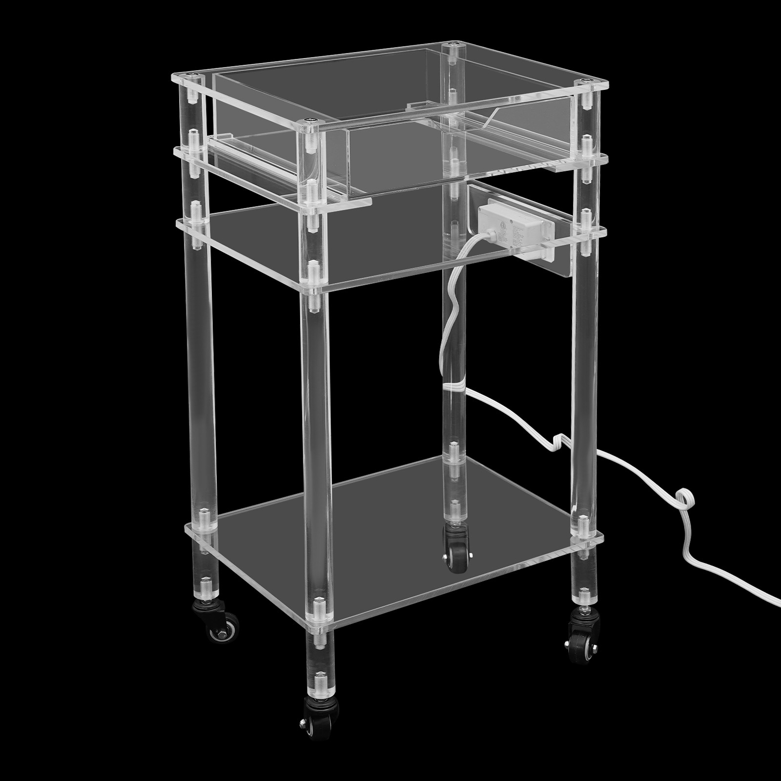 3-tier Acrylic Printer Stand, 44.09lbs Load Printer Stand with a Drawer&Wheels