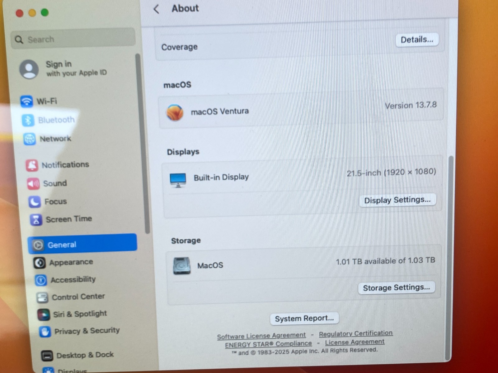 APPLE iMAC 21.5″ A1418 i5 16GB RAM 1TB FUSION DRIVE VENTURA MAC OS (KB+MOUSE)