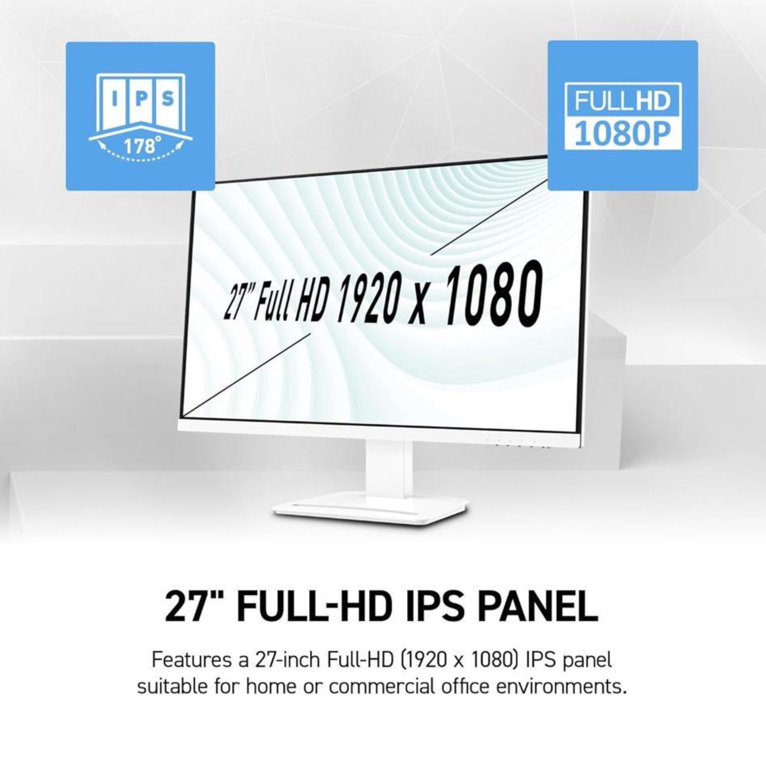 MSI PRO MP273W E14A 27″ FHD IPS Monitor 1 ms 1500:1 FreeSync DisplayPort HDMI
