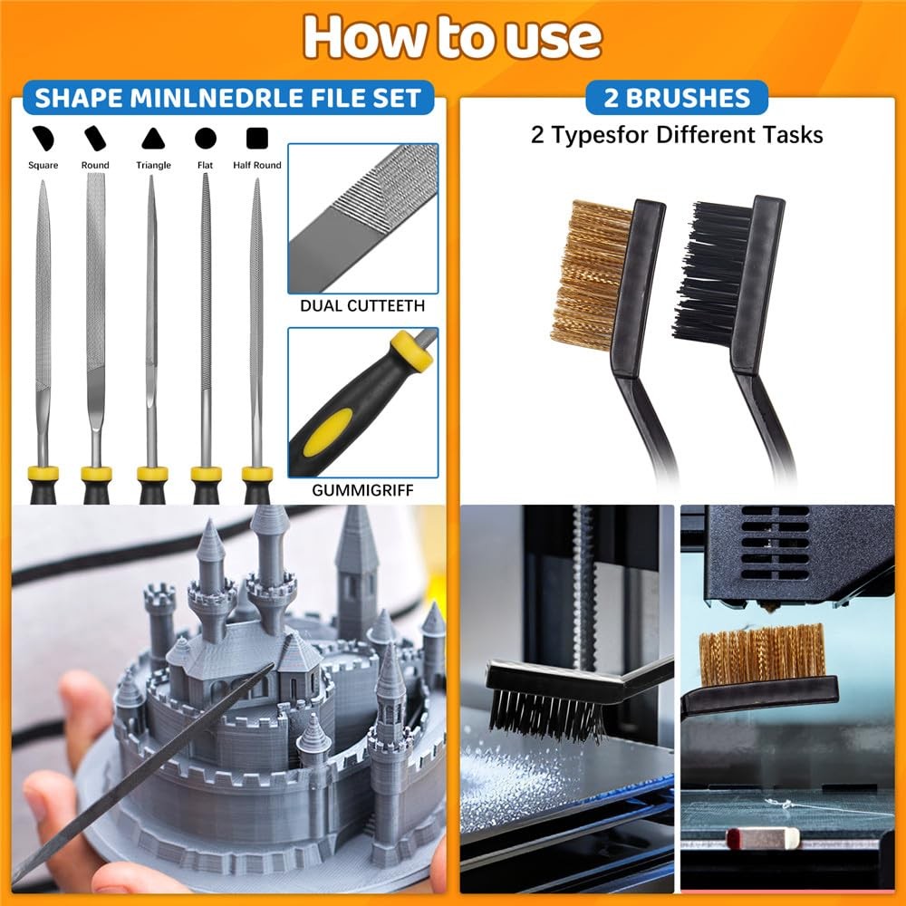 50Pcs 3D Printer Tool Kit & Accessories for All FDM/SLA Printers, Black