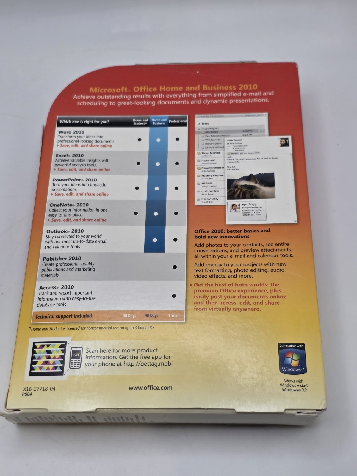 Microsoft Office Home and Business 2010 / Full Retail T5D-00417 / Genuine Key
