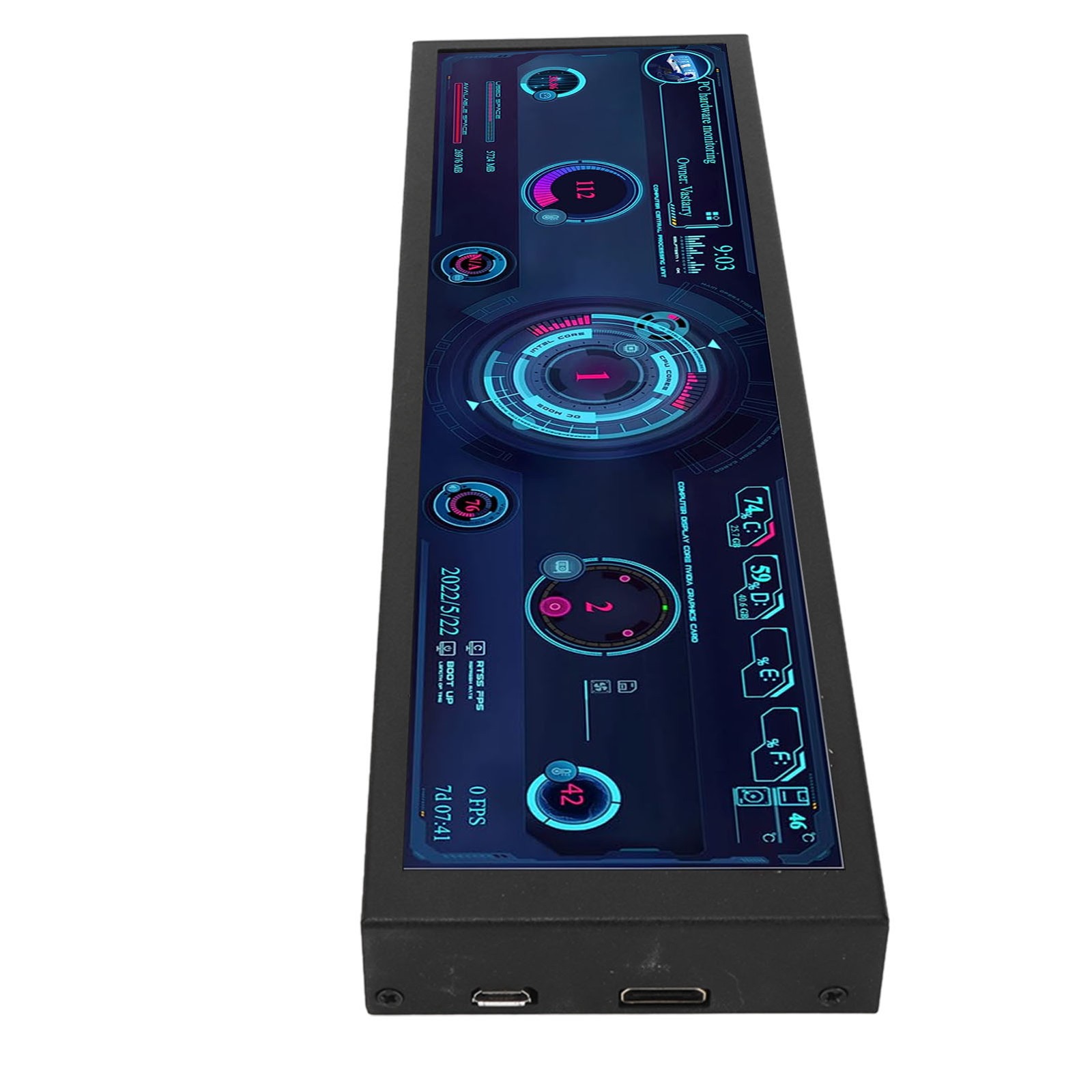 8.8 Inch IPS Display 1920×480 CPU GPU SSD Data Temperature Monitor Chassis HLTR