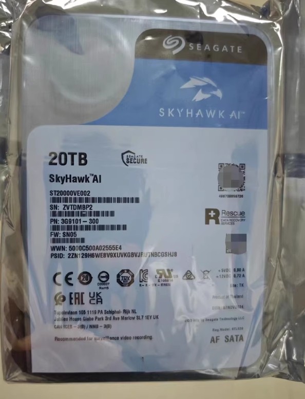 NEW Seagate SkyHawk AI 20TB 7.2K SATA 6Gb/s 3.5” Internal HDD ST20000VE002