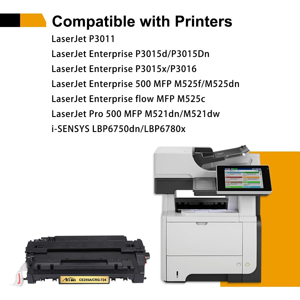 10PK BK CE255A 55A Toner Fits for HP LaserJet Pro P3011 P3015X MFP M525C Printer