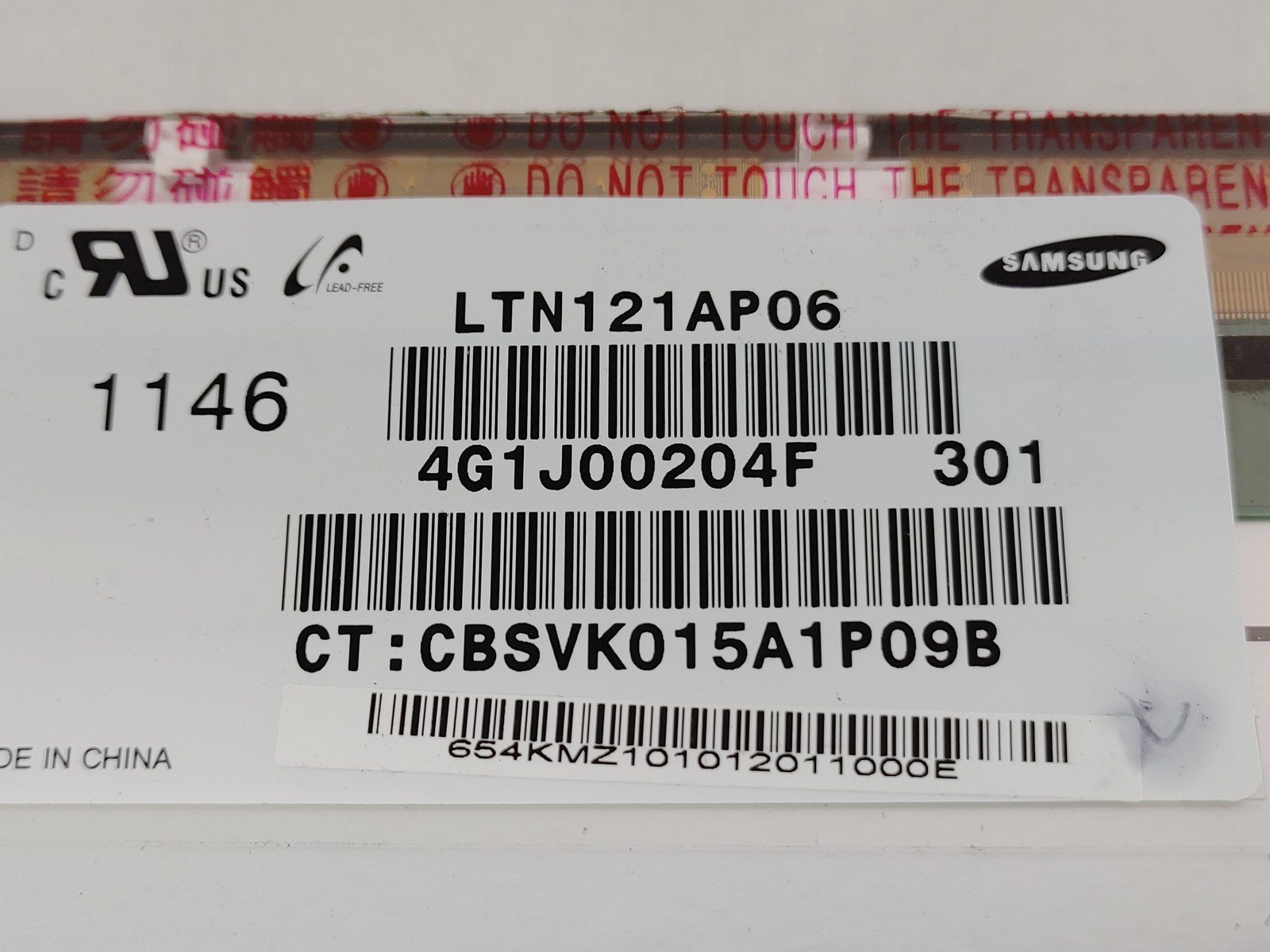 Lot of 2 Samsung LTN121AP06 301 12.1″ 1280 x 800 Matte Laptop Touchscreen